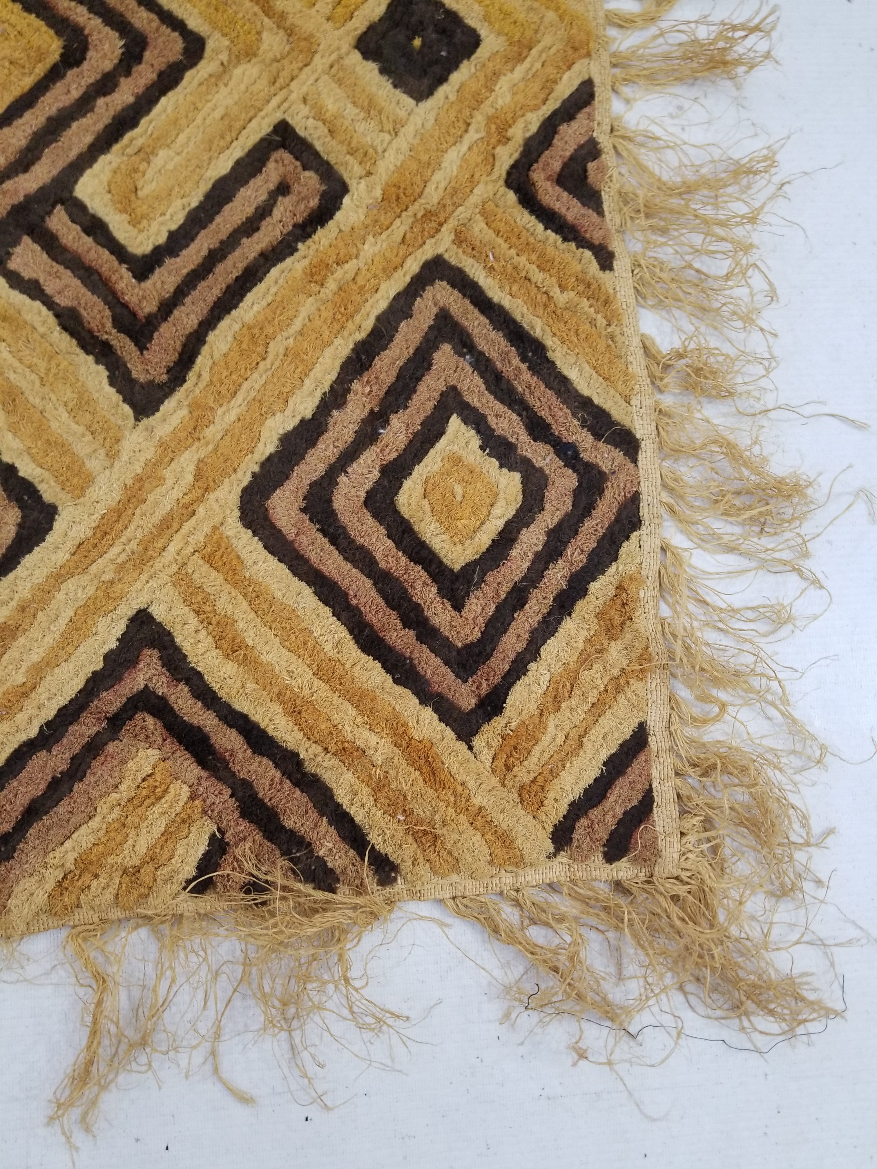 Vintage Tribal African Kuba Cloth Raffia Textile Panel 79x59cm