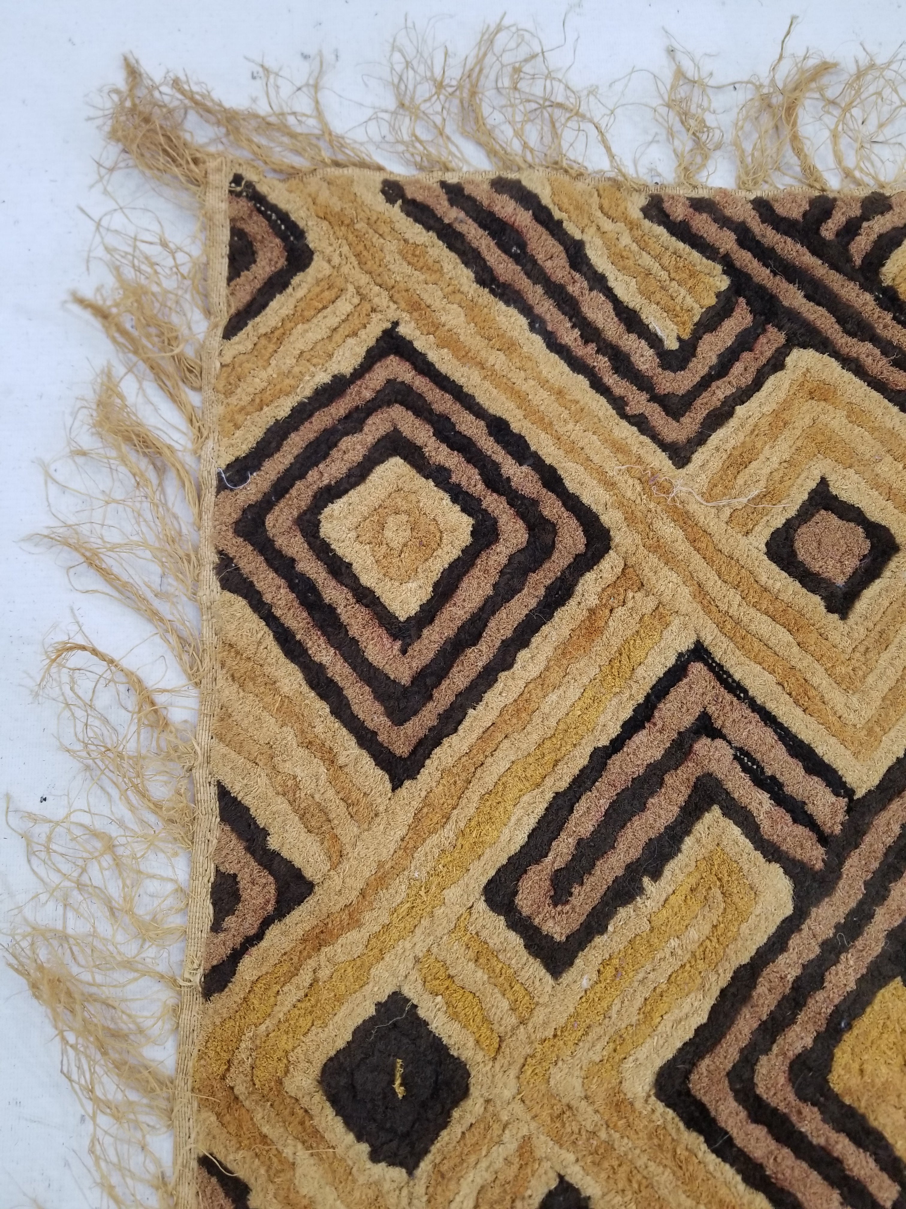 Vintage Tribal African Kuba Cloth Raffia Textile Panel 79x59cm