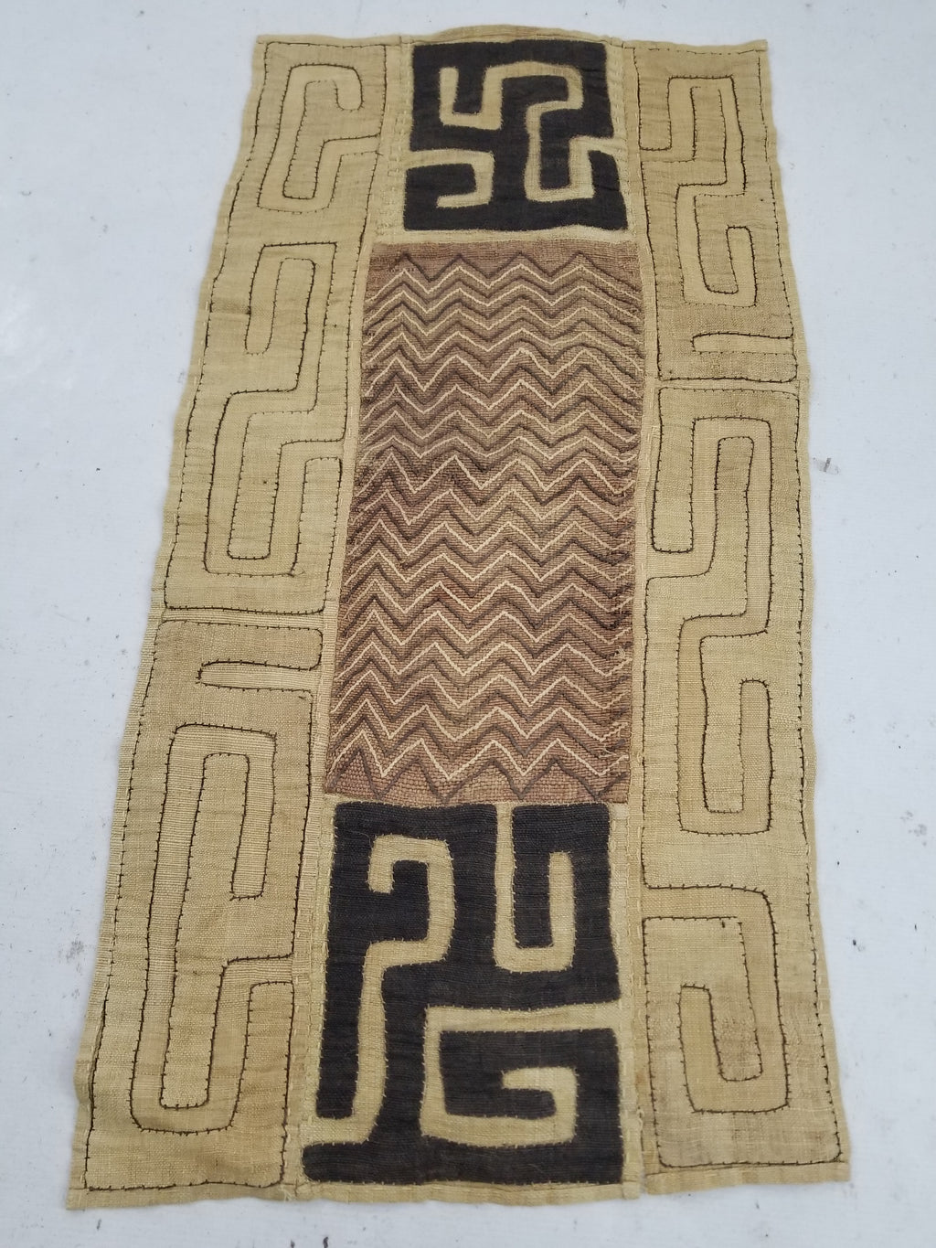 Vintage Tribal African Kuba Cloth Raffia Textile Panel 97x49cm