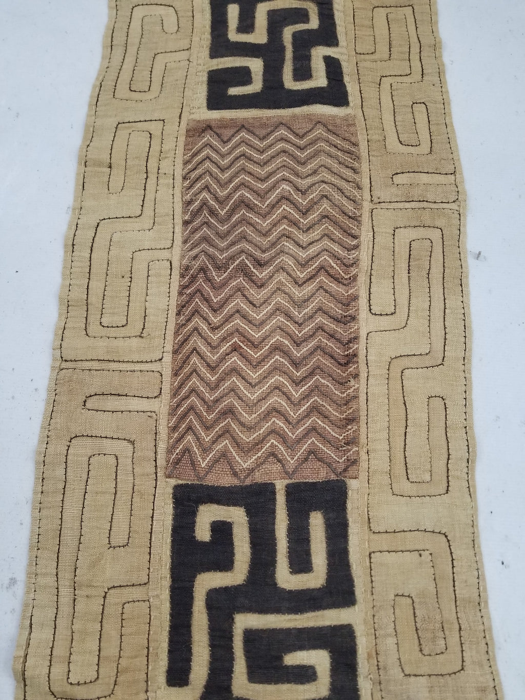 Vintage Tribal African Kuba Cloth Raffia Textile Panel 97x49cm