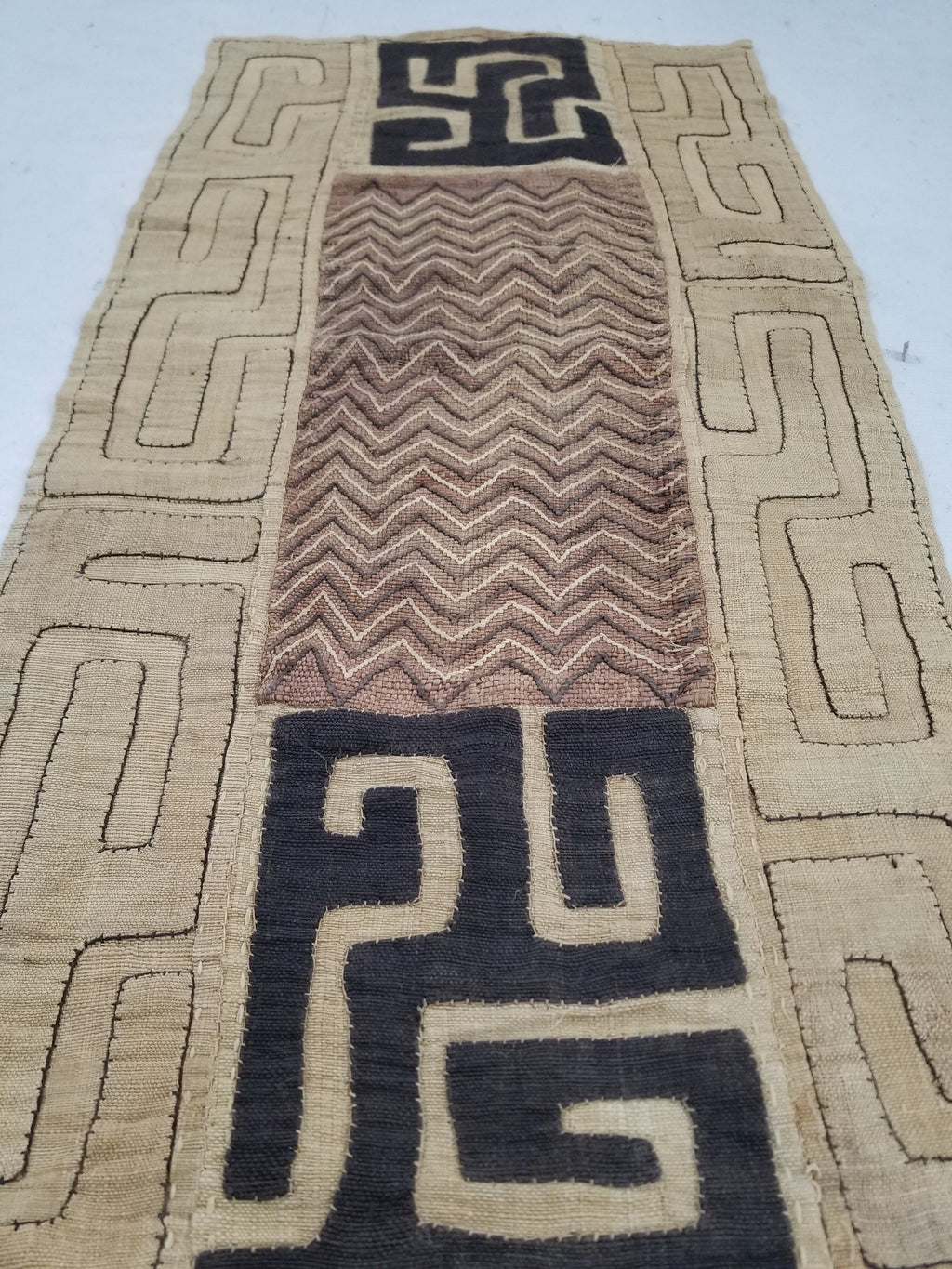 Vintage Tribal African Kuba Cloth Raffia Textile Panel 97x49cm