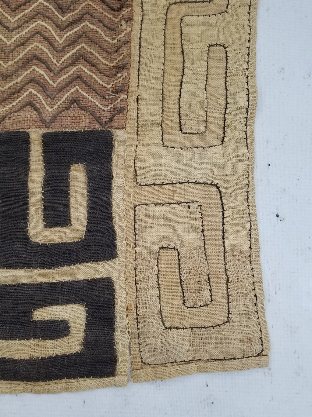 Vintage Tribal African Kuba Cloth Raffia Textile Panel 97x49cm