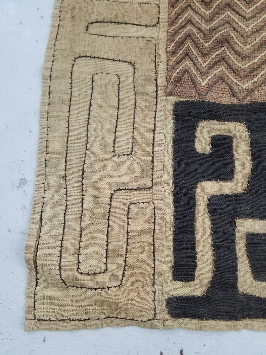 Vintage Tribal African Kuba Cloth Raffia Textile Panel 97x49cm