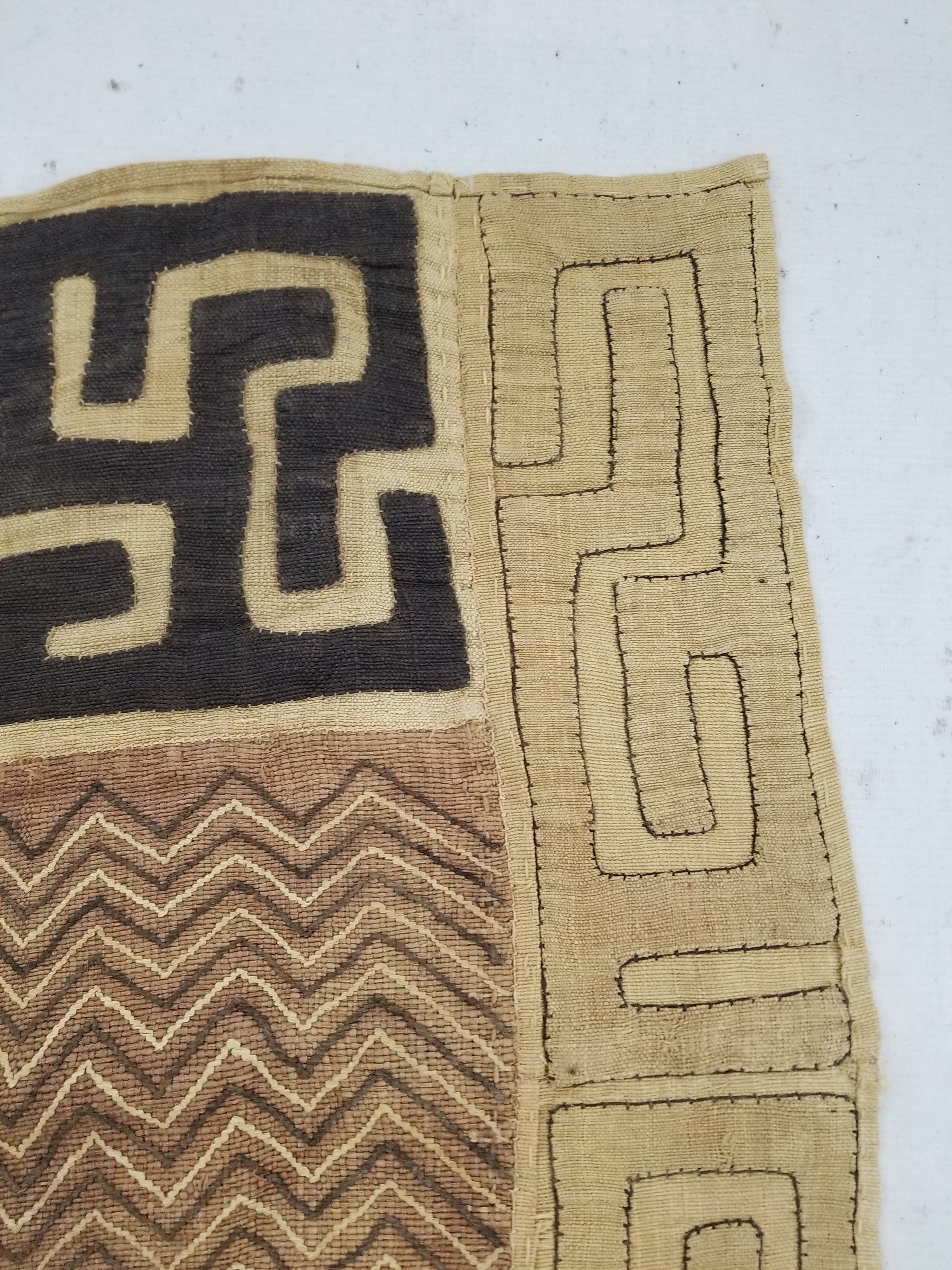Vintage Tribal African Kuba Cloth Raffia Textile Panel 97x49cm