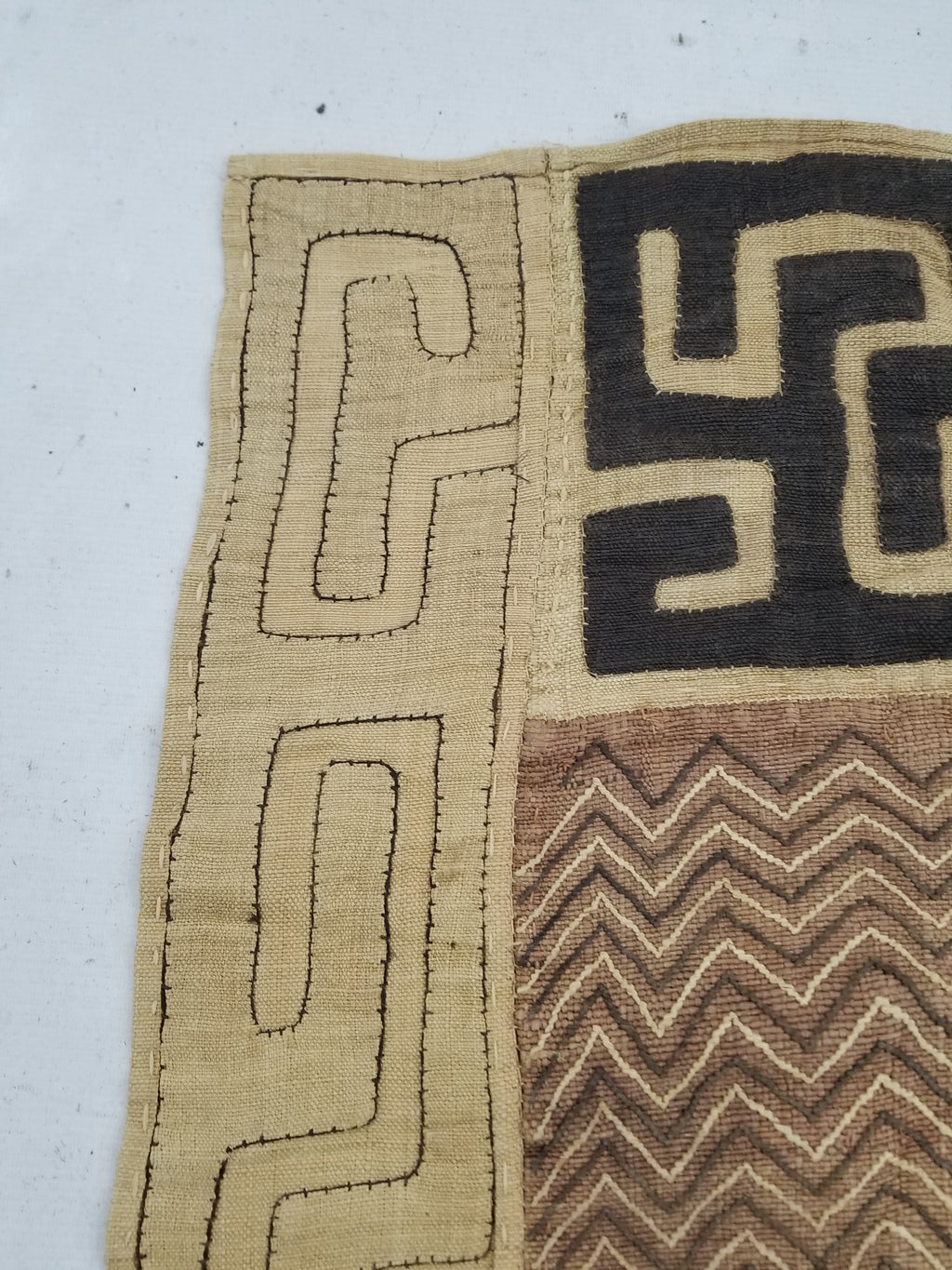Vintage Tribal African Kuba Cloth Raffia Textile Panel 97x49cm