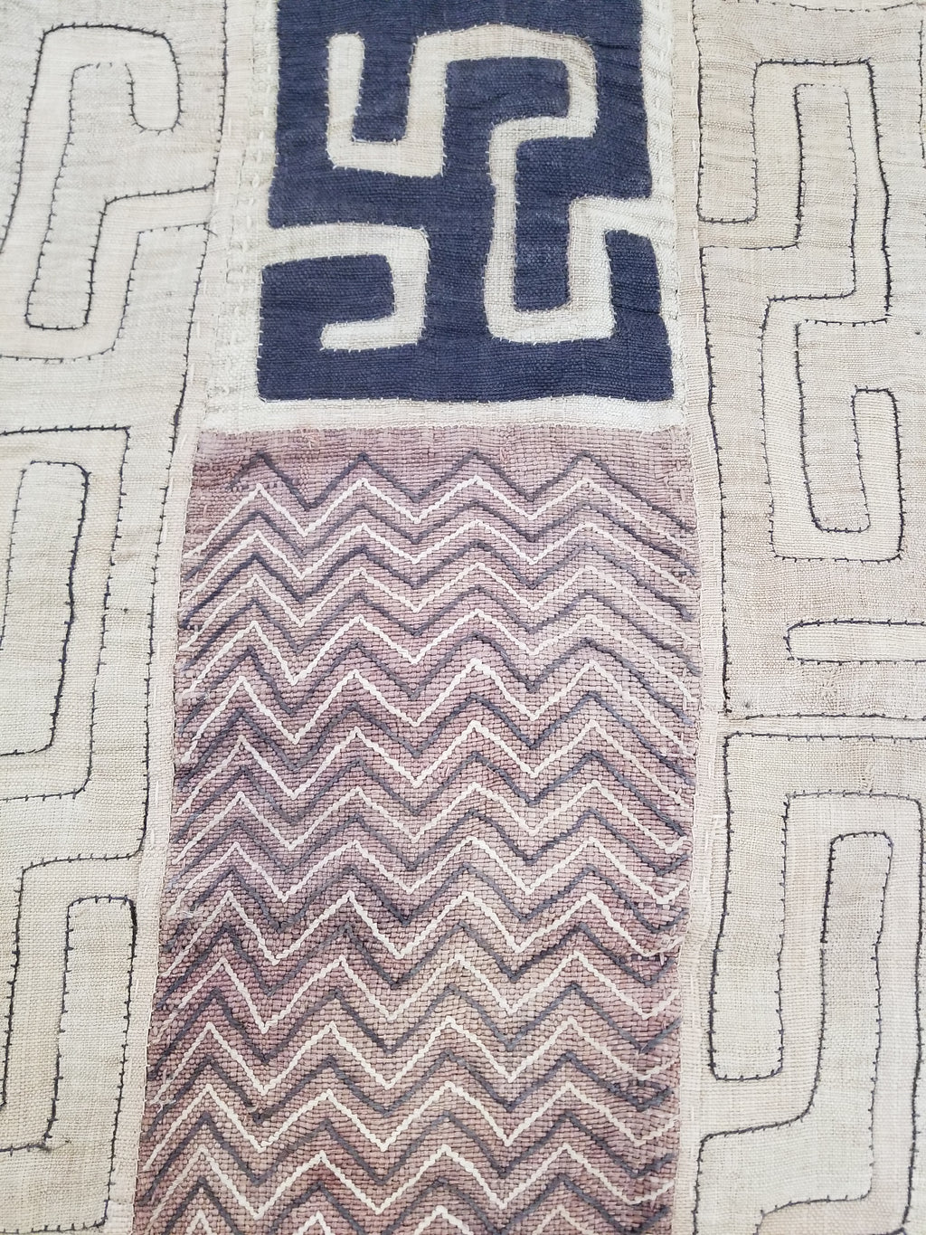 Vintage Tribal African Kuba Cloth Raffia Textile Panel 97x49cm