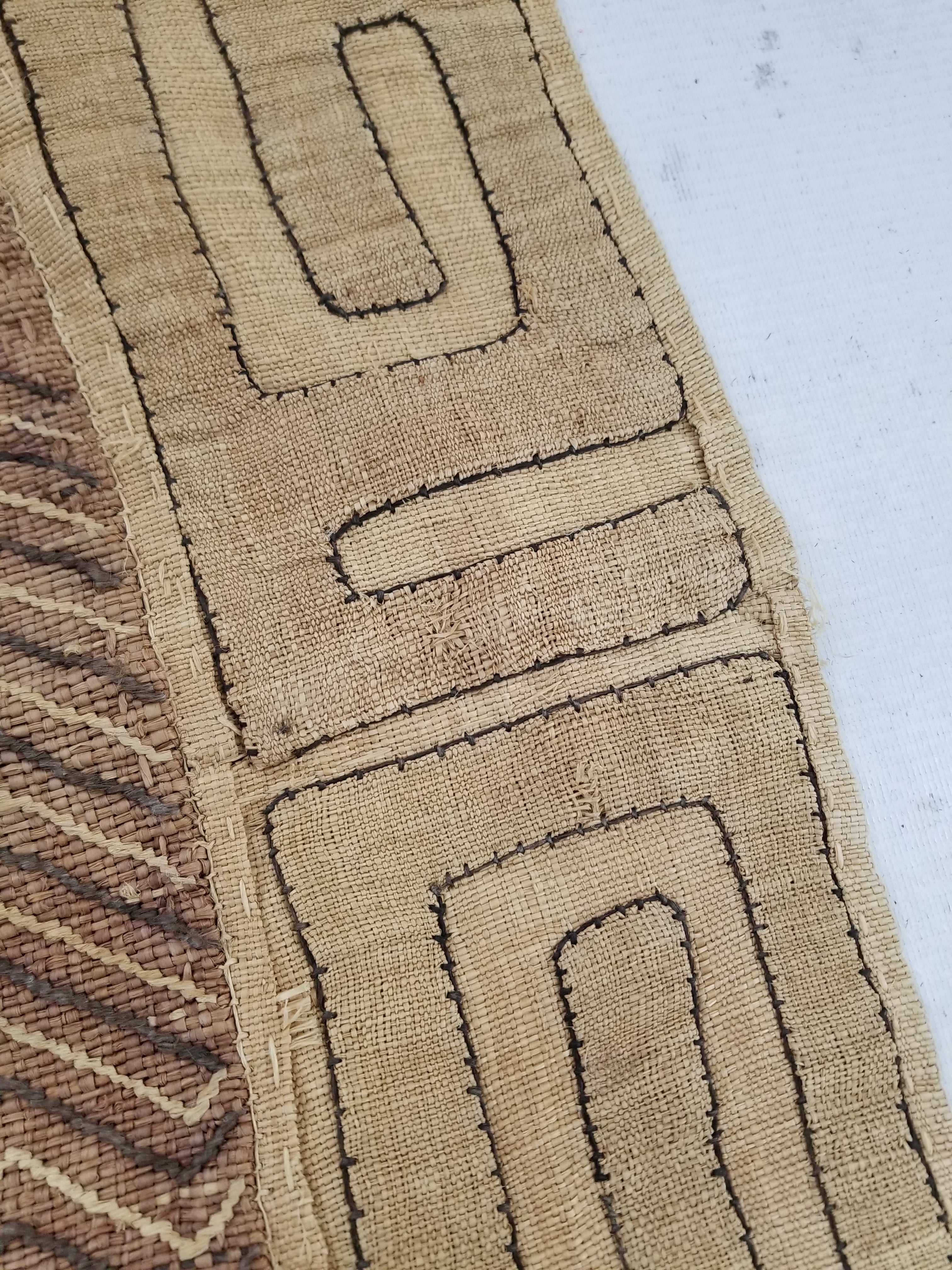 Vintage Tribal African Kuba Cloth Raffia Textile Panel 97x49cm