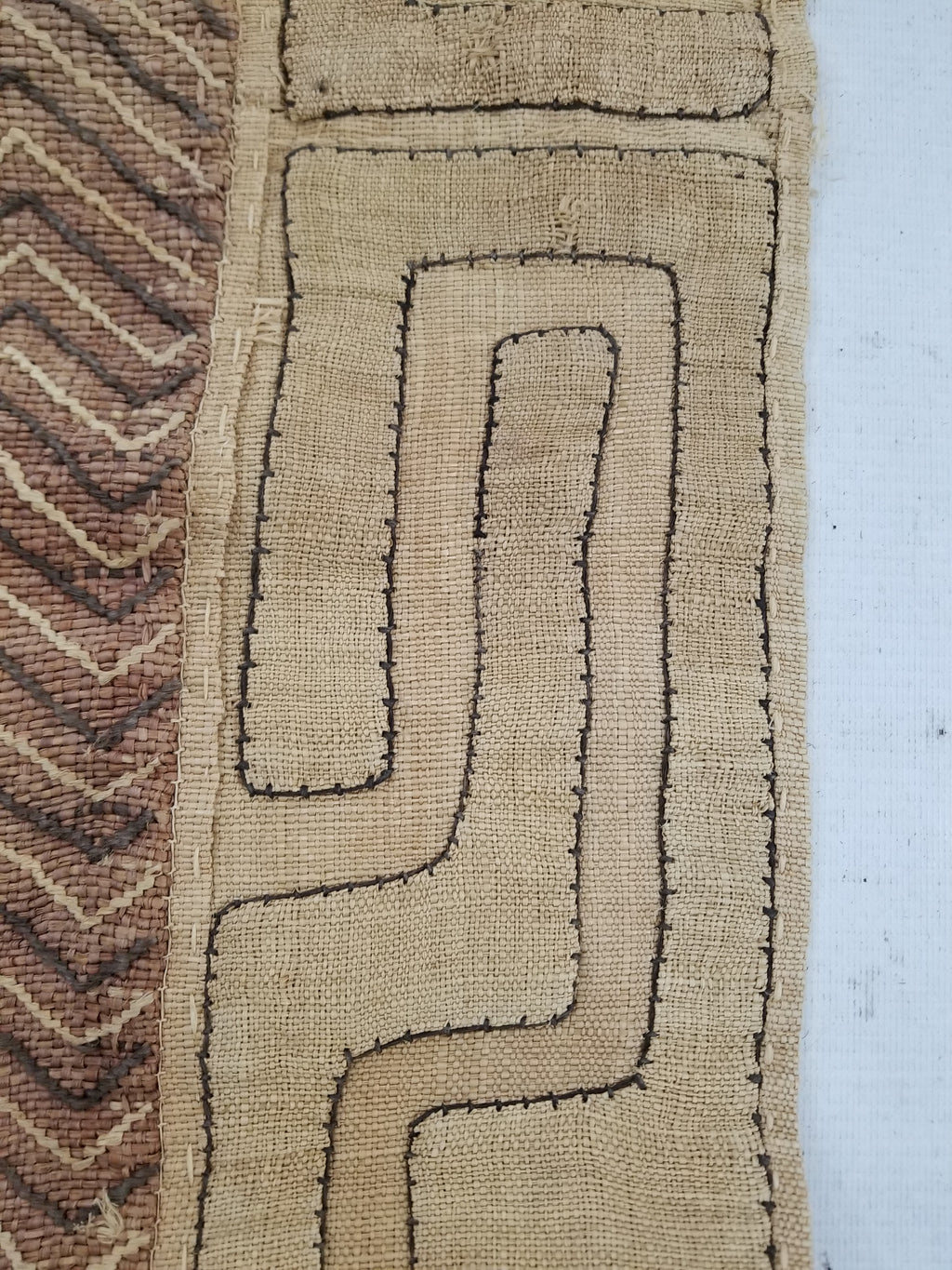 Vintage Tribal African Kuba Cloth Raffia Textile Panel 97x49cm