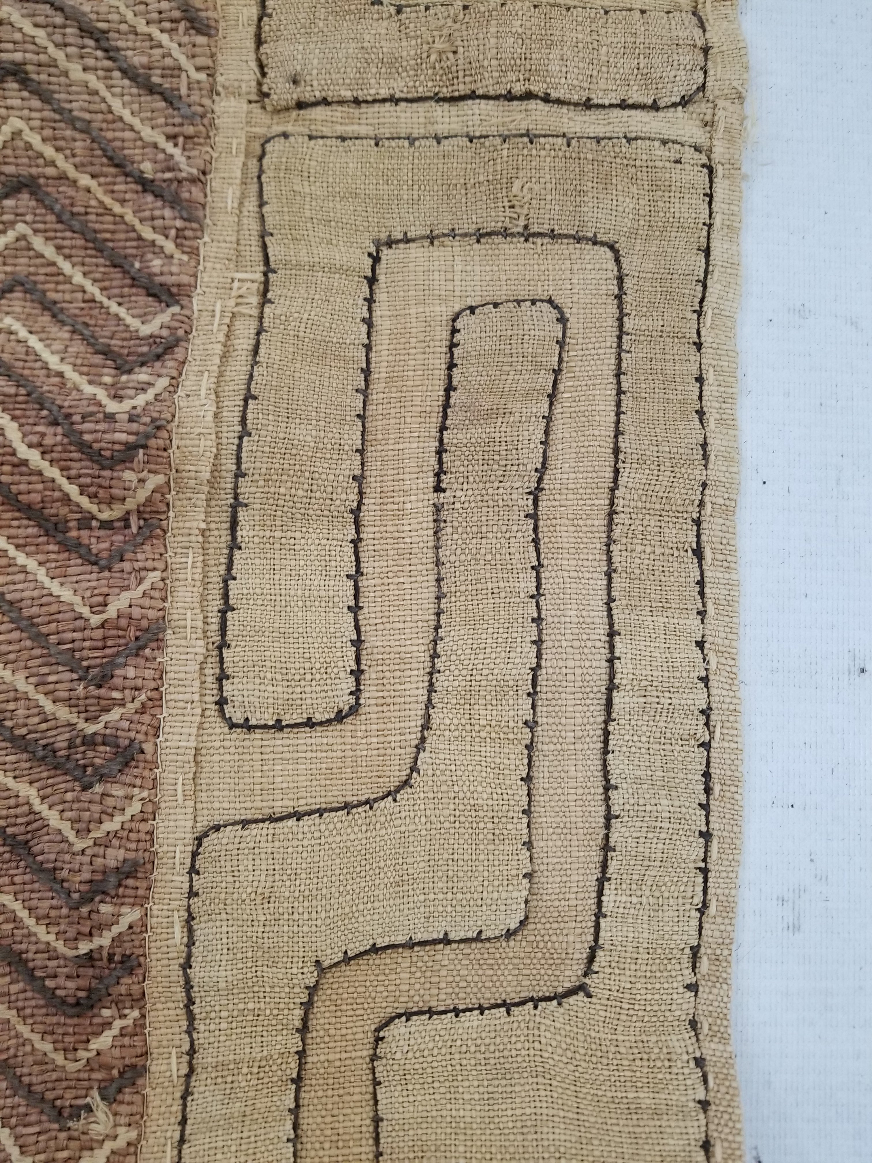 Vintage Tribal African Kuba Cloth Raffia Textile Panel 97x49cm