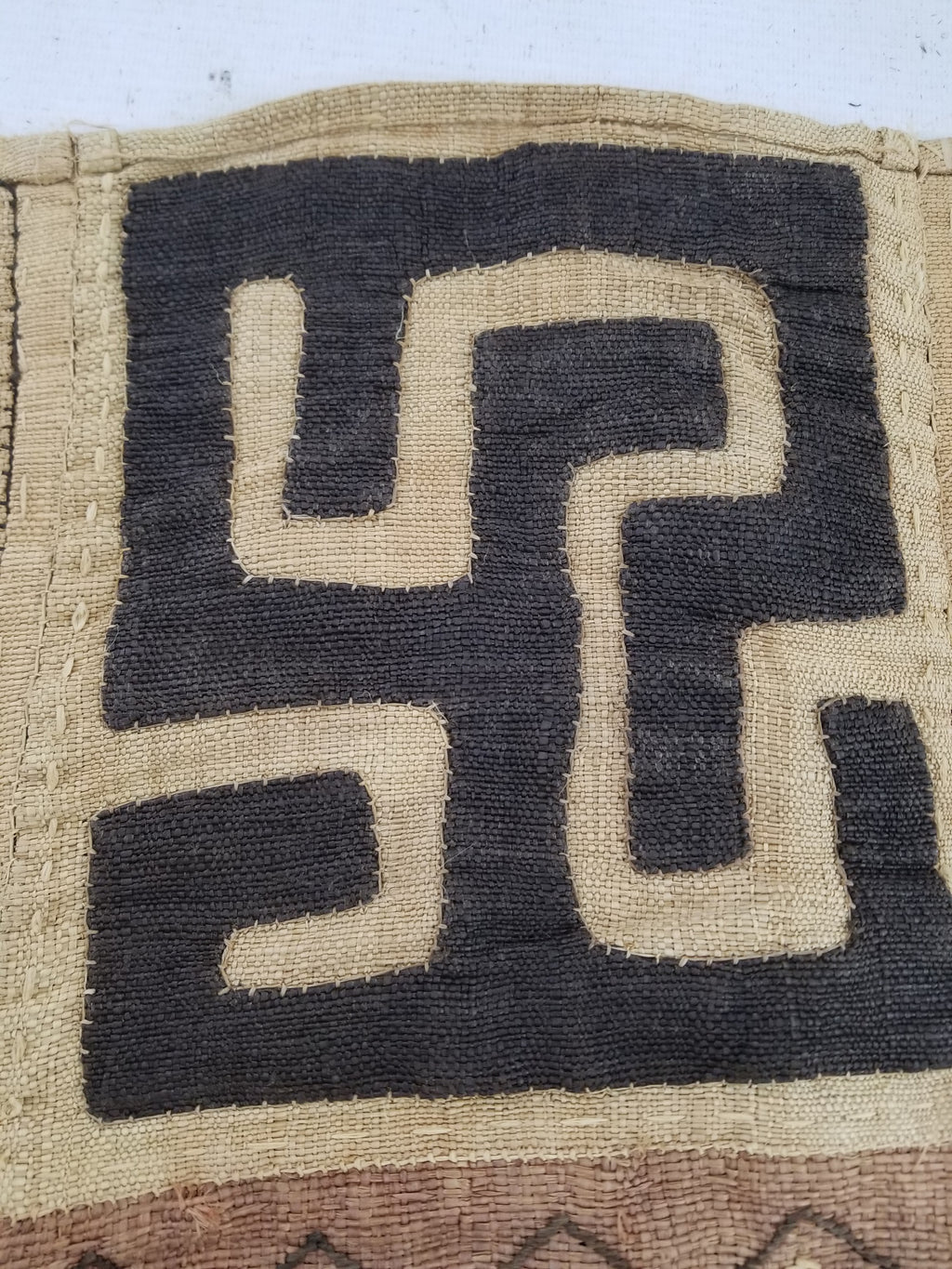 Vintage Tribal African Kuba Cloth Raffia Textile Panel 97x49cm