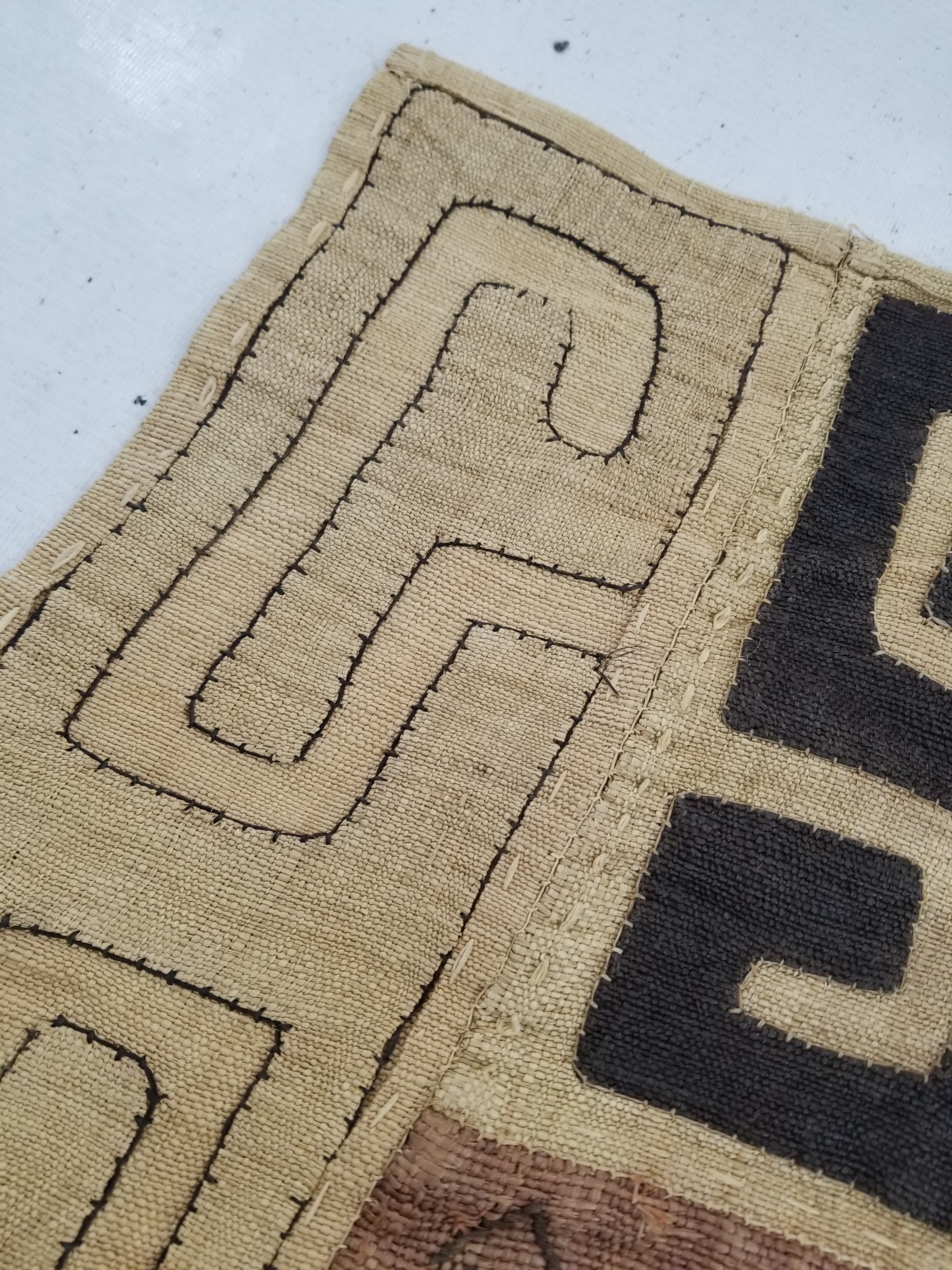 Vintage Tribal African Kuba Cloth Raffia Textile Panel 97x49cm