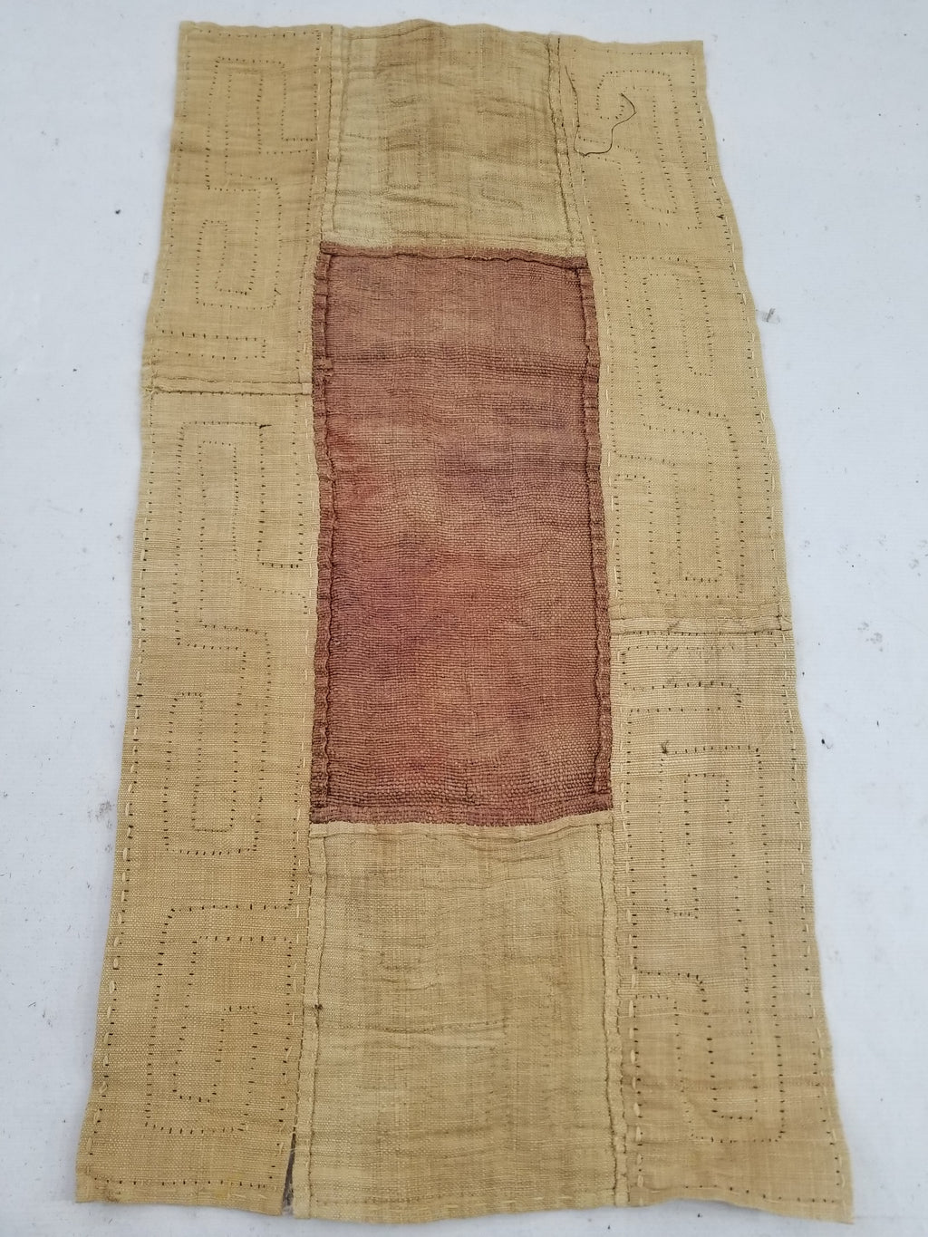 Vintage Tribal African Kuba Cloth Raffia Textile Panel 97x49cm