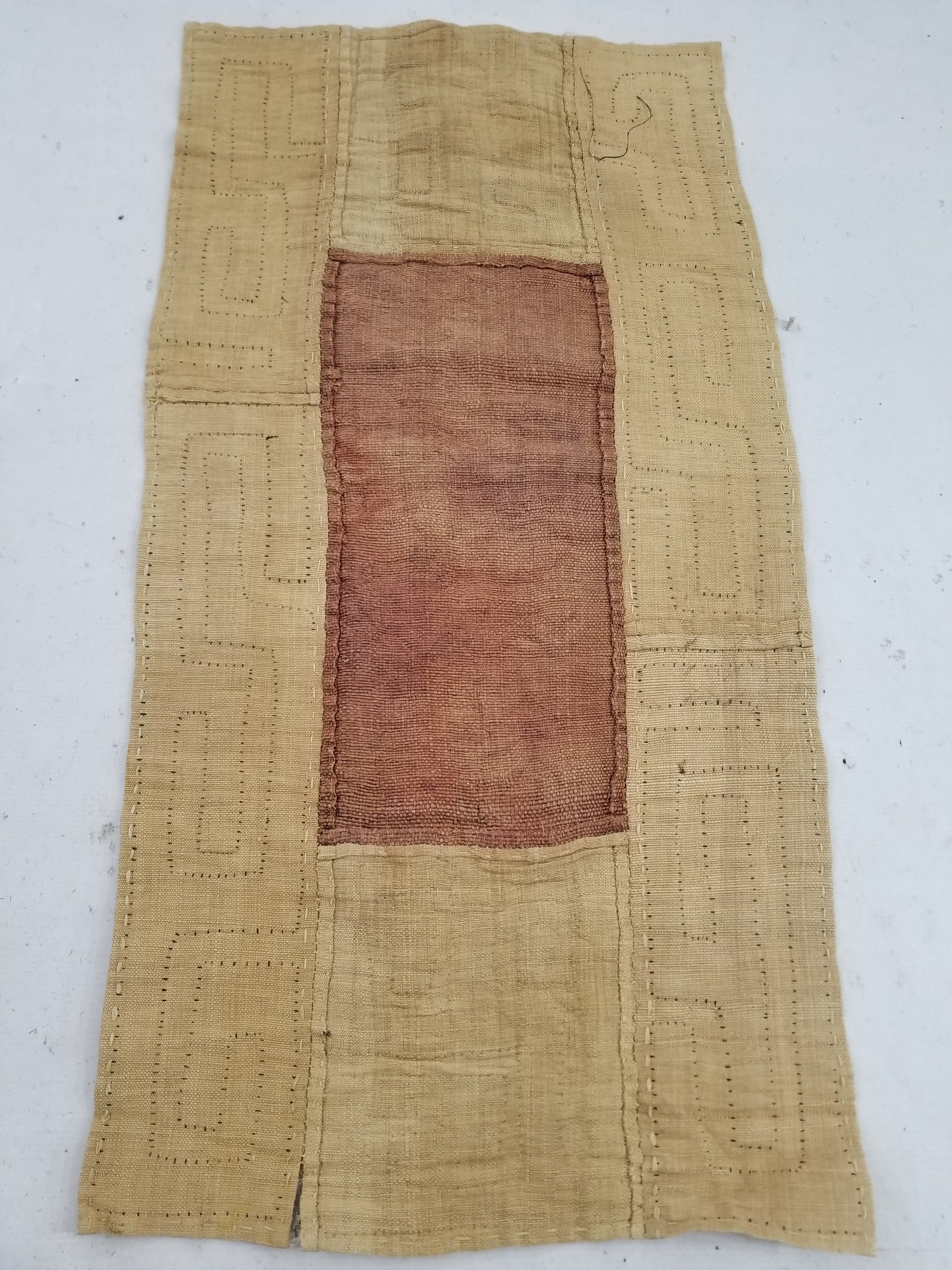 Vintage Tribal African Kuba Cloth Raffia Textile Panel 97x49cm