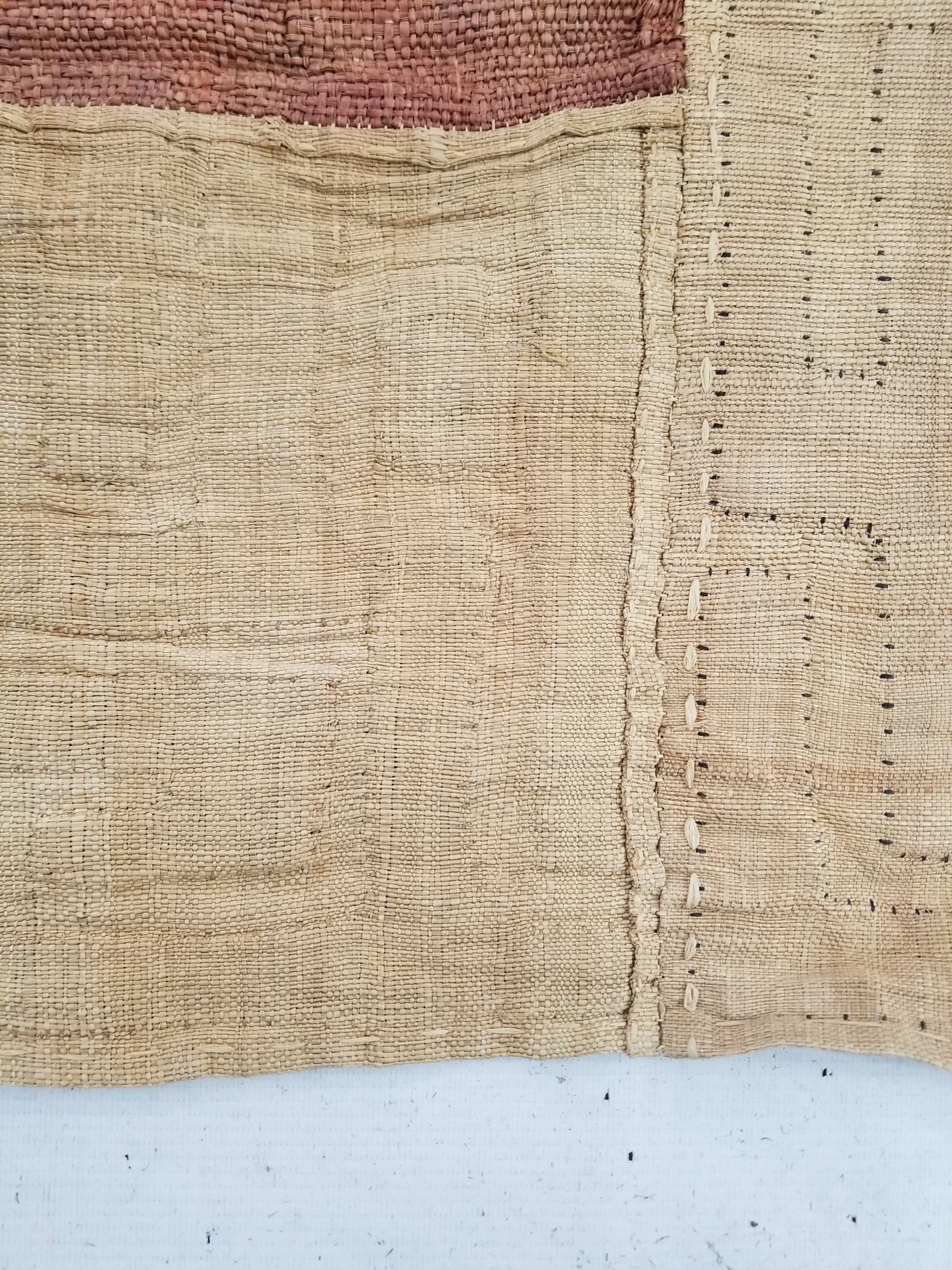 Vintage Tribal African Kuba Cloth Raffia Textile Panel 97x49cm
