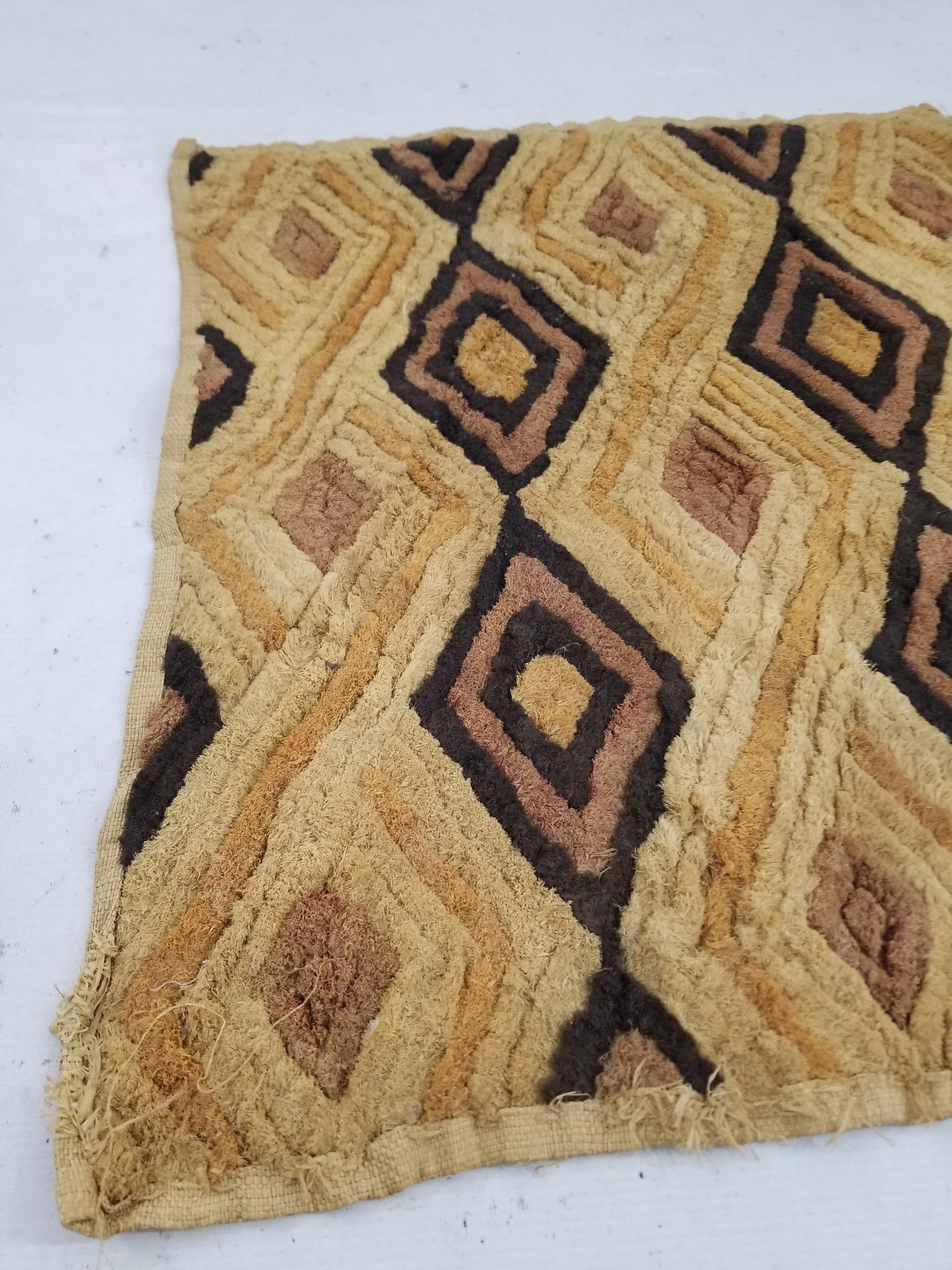 Vintage Tribal African Kuba Shoowa Cloth Raffia Textile Panel 59x68cm
