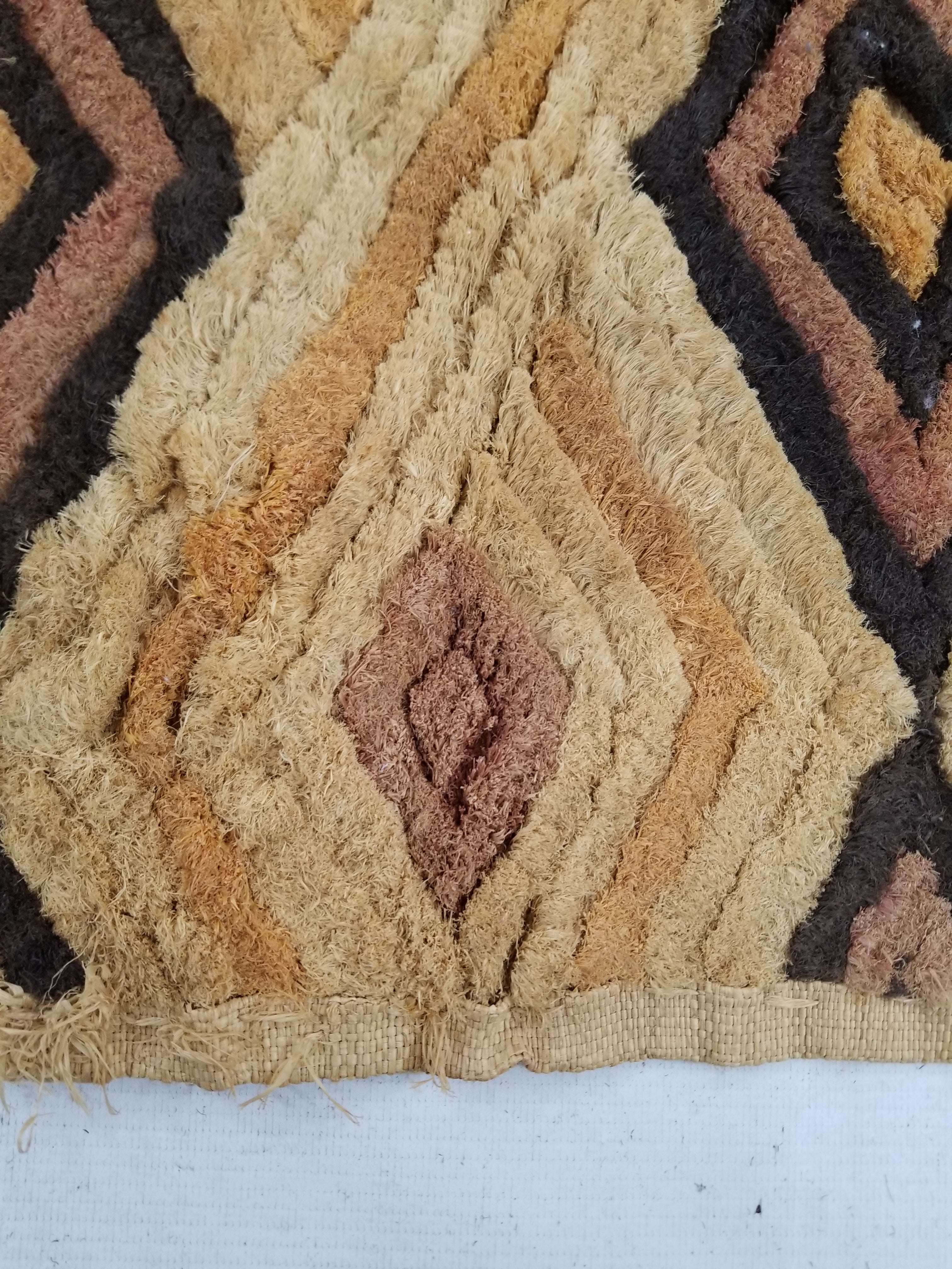 Vintage Tribal African Kuba Shoowa Cloth Raffia Textile Panel 59x68cm