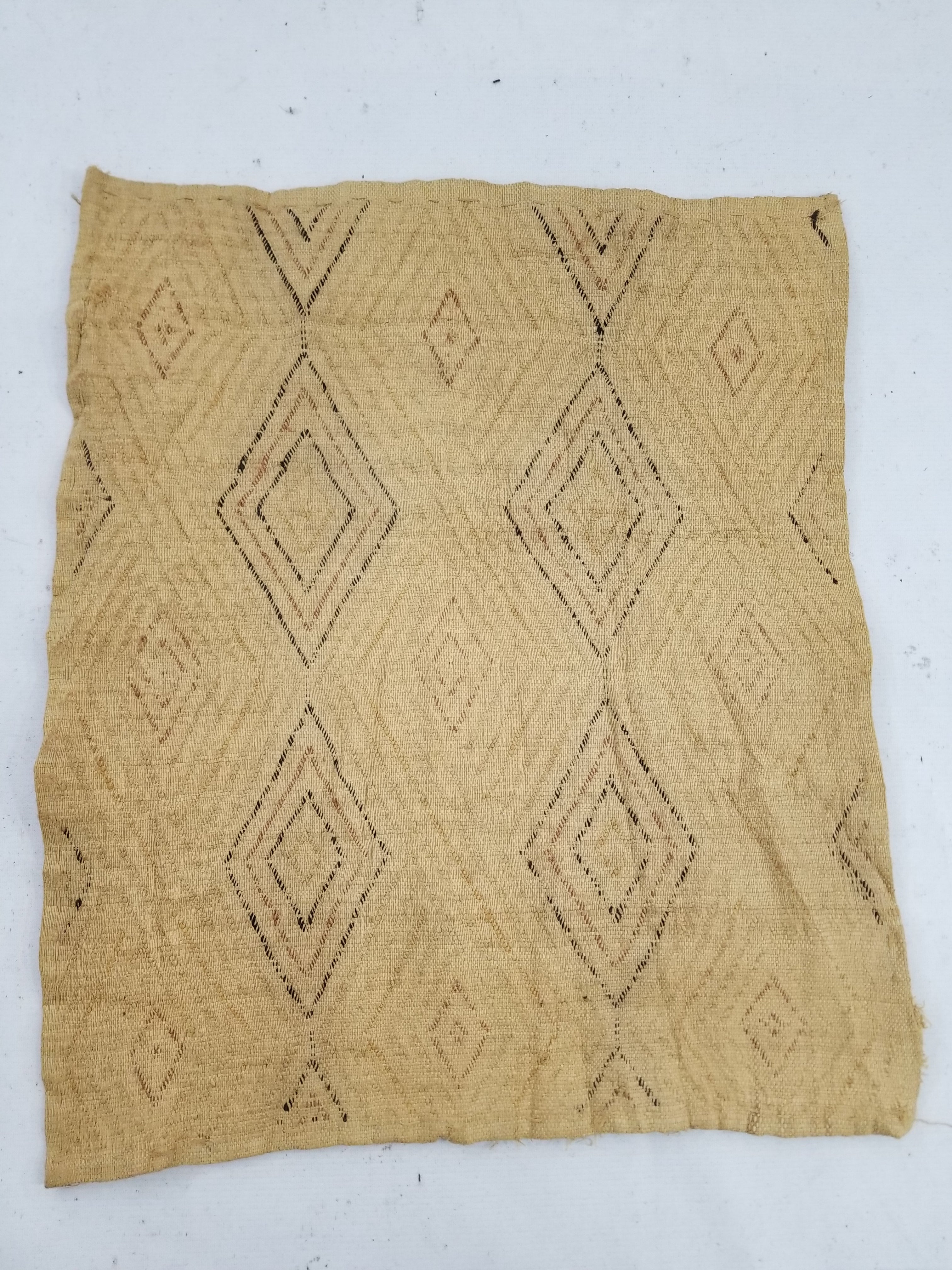 Vintage Tribal African Kuba Shoowa Cloth Raffia Textile Panel 59x68cm