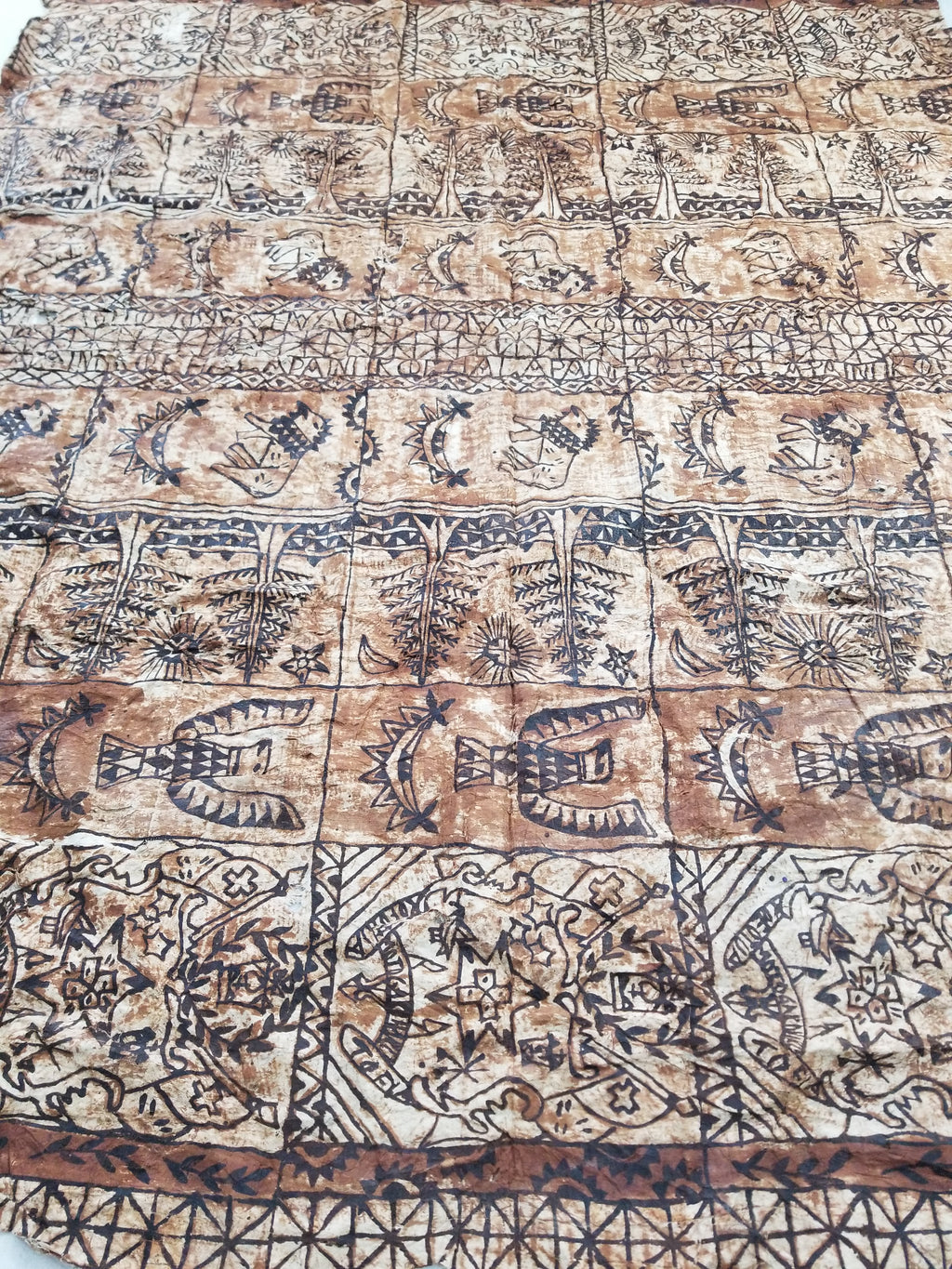 Vintage Traditional Polynesian Tapa Bark Cloth Textile 286x226cm