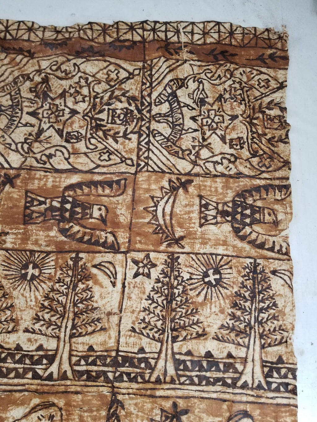 Vintage Traditional Polynesian Tapa Bark Cloth Textile 286x226cm