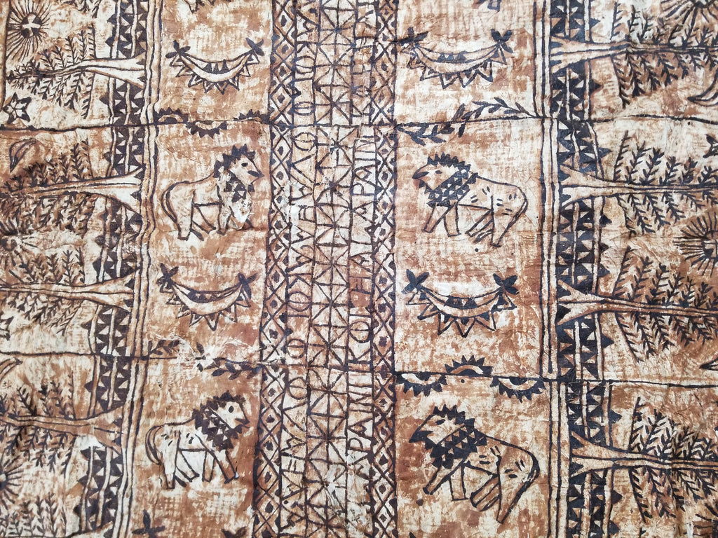 Vintage Traditional Polynesian Tapa Bark Cloth Textile 286x226cm