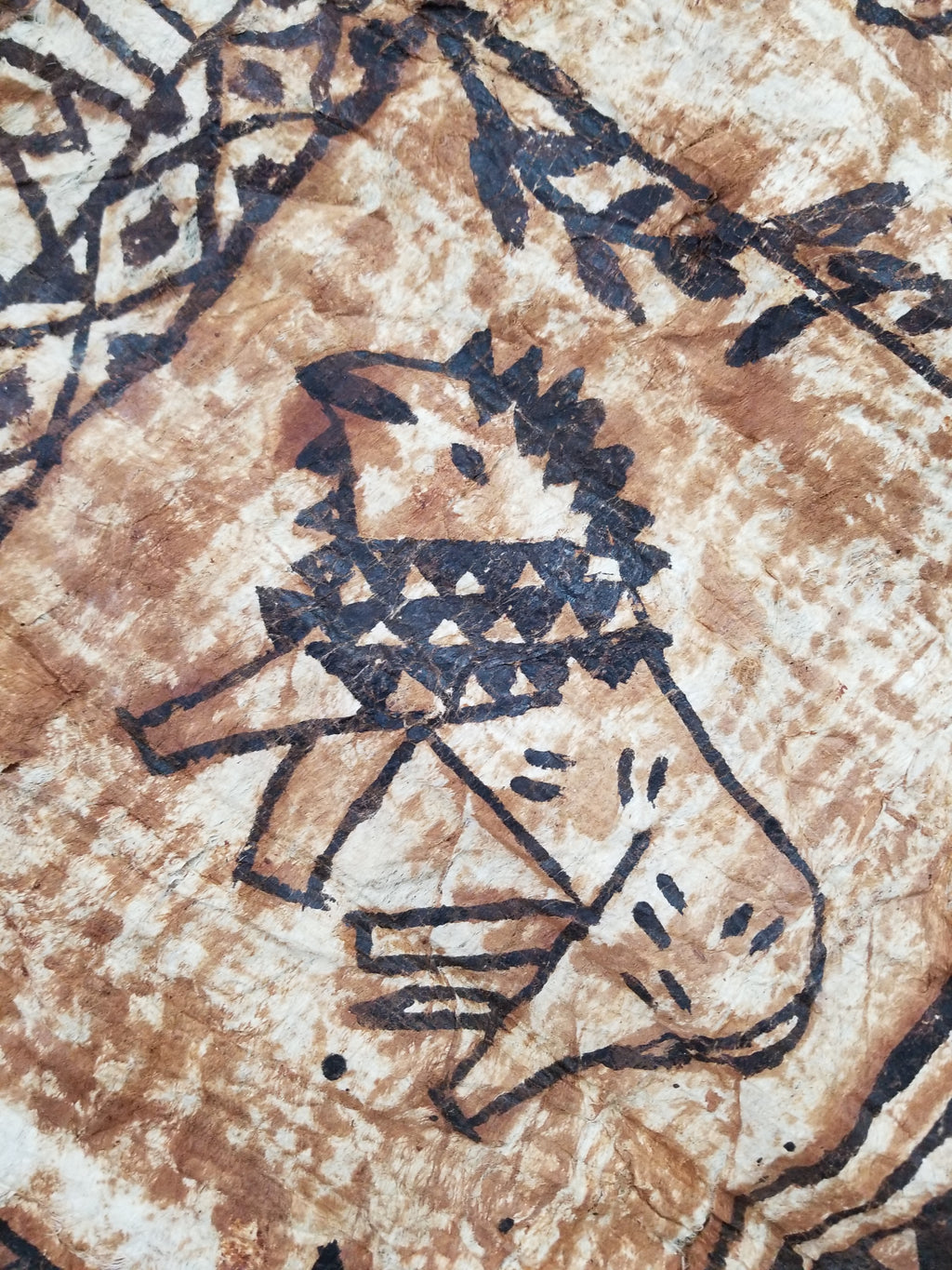 Vintage Traditional Polynesian Tapa Bark Cloth Textile 286x226cm