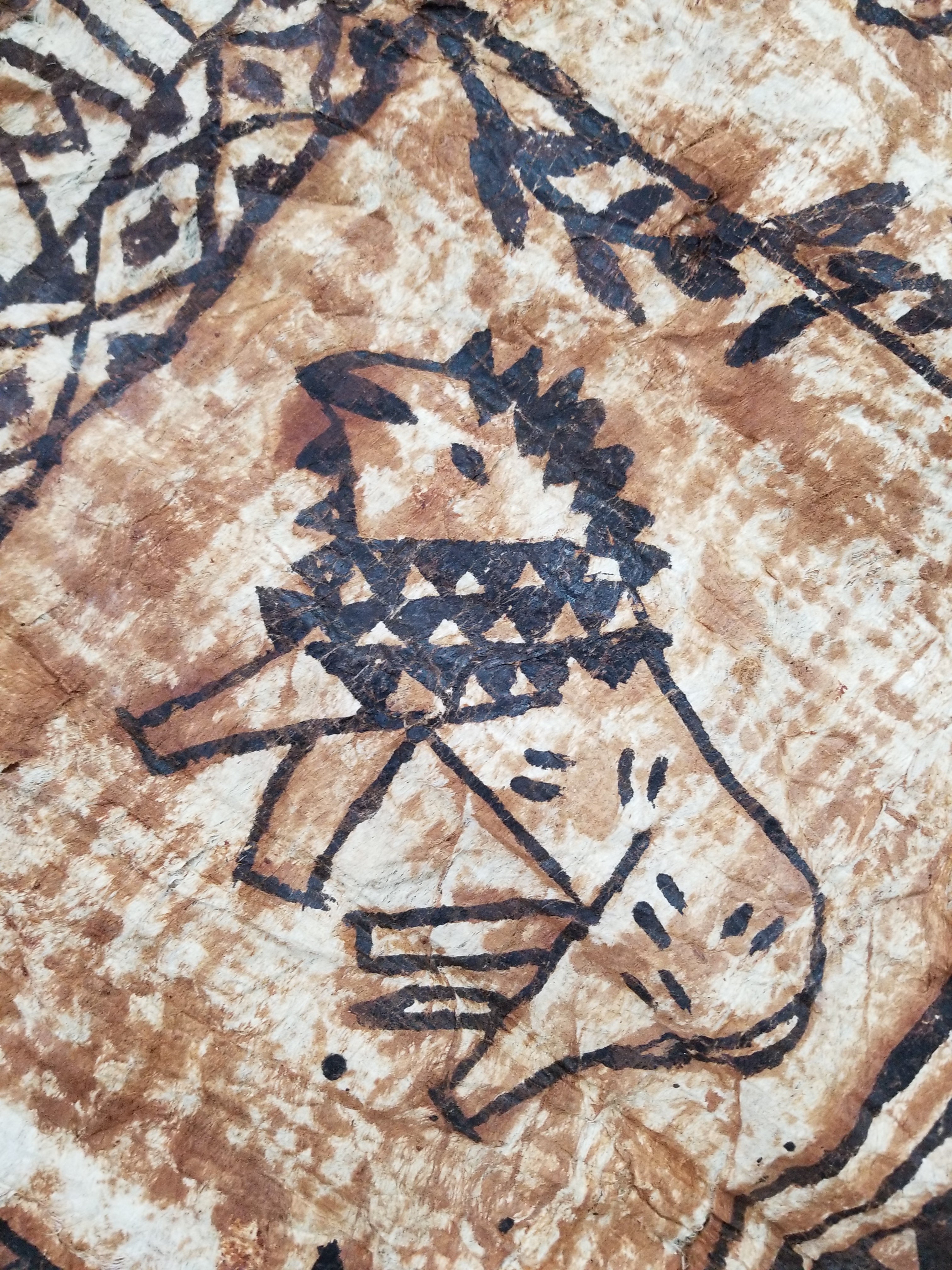 Vintage Traditional Polynesian Tapa Bark Cloth Textile 286x226cm
