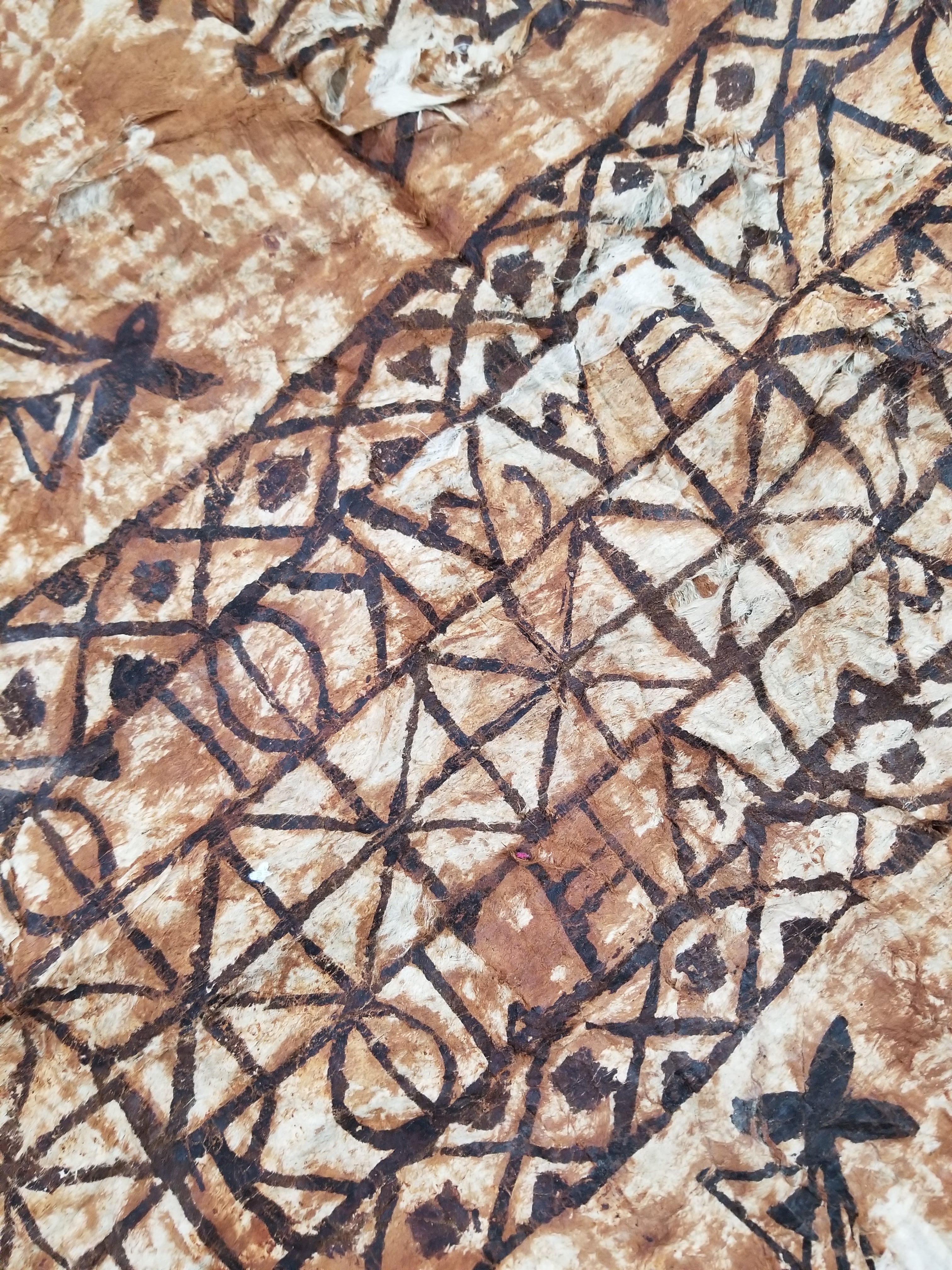 Vintage Traditional Polynesian Tapa Bark Cloth Textile 286x226cm
