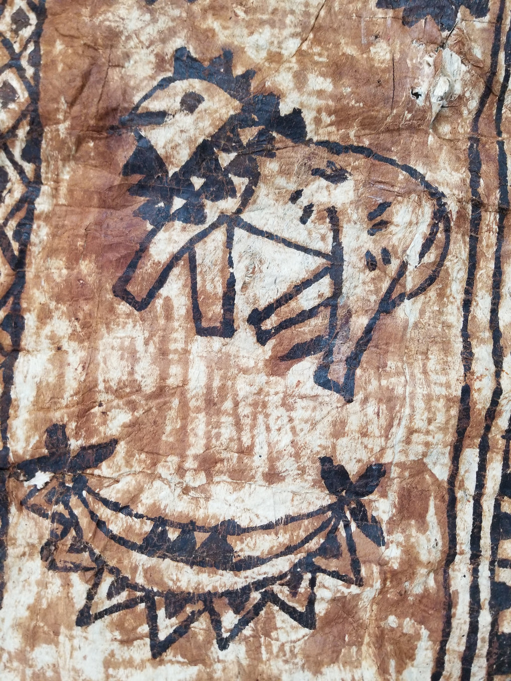 Vintage Traditional Polynesian Tapa Bark Cloth Textile 286x226cm