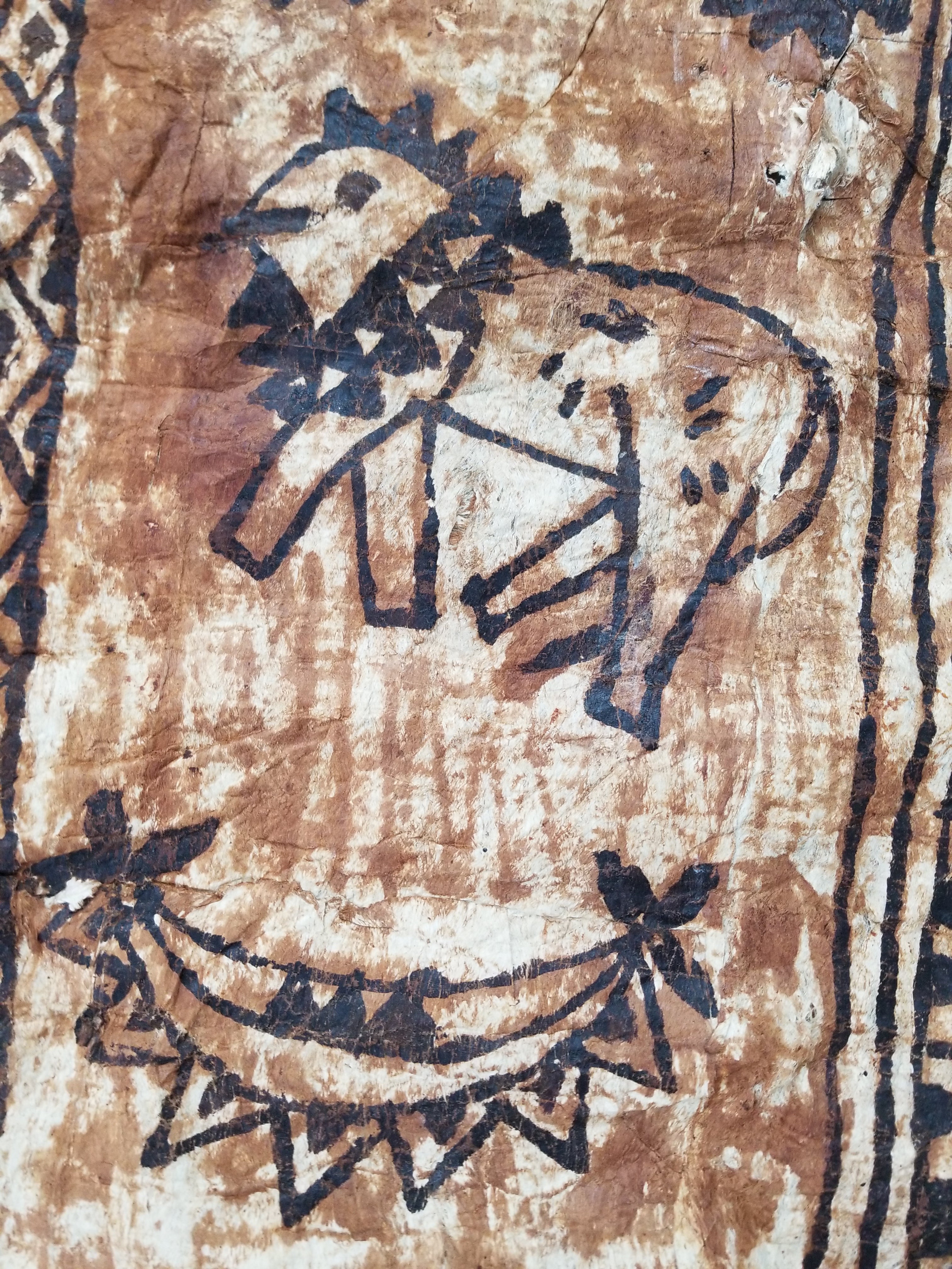 Vintage Traditional Polynesian Tapa Bark Cloth Textile 286x226cm