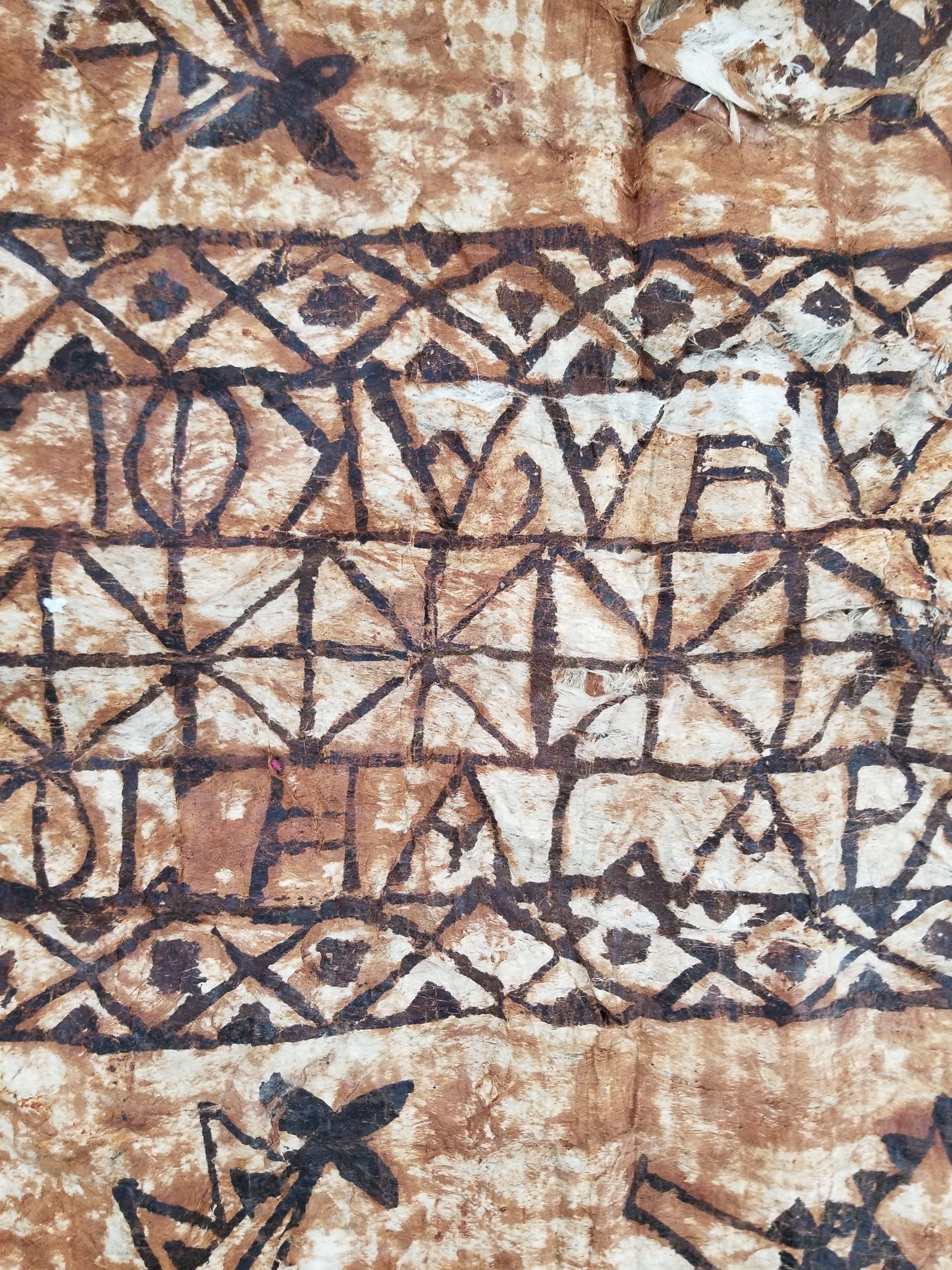 Vintage Traditional Polynesian Tapa Bark Cloth Textile 286x226cm