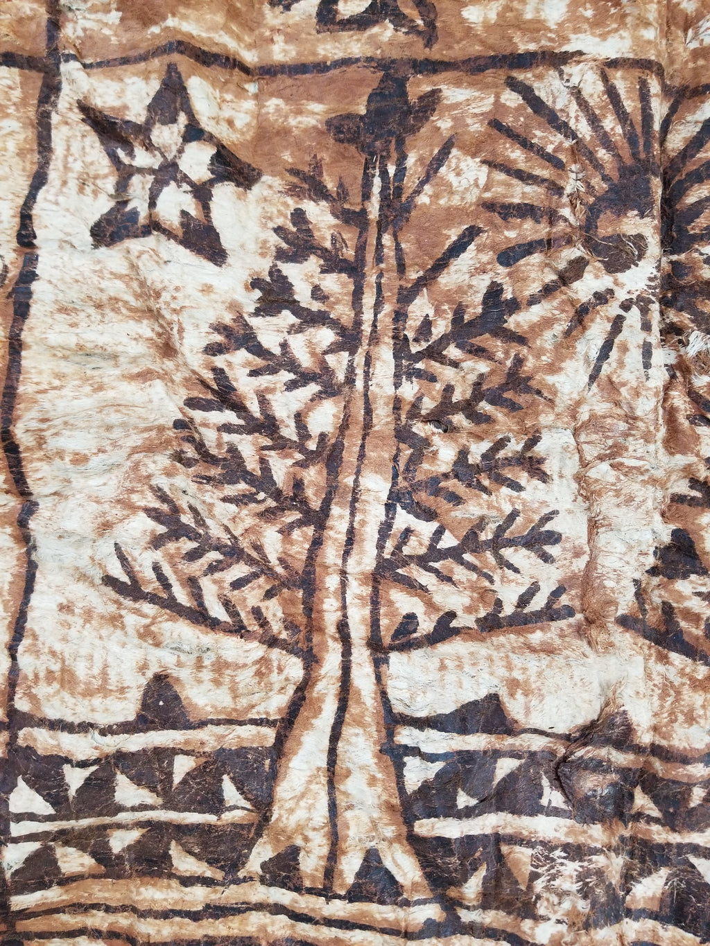 Vintage Traditional Polynesian Tapa Bark Cloth Textile 286x226cm