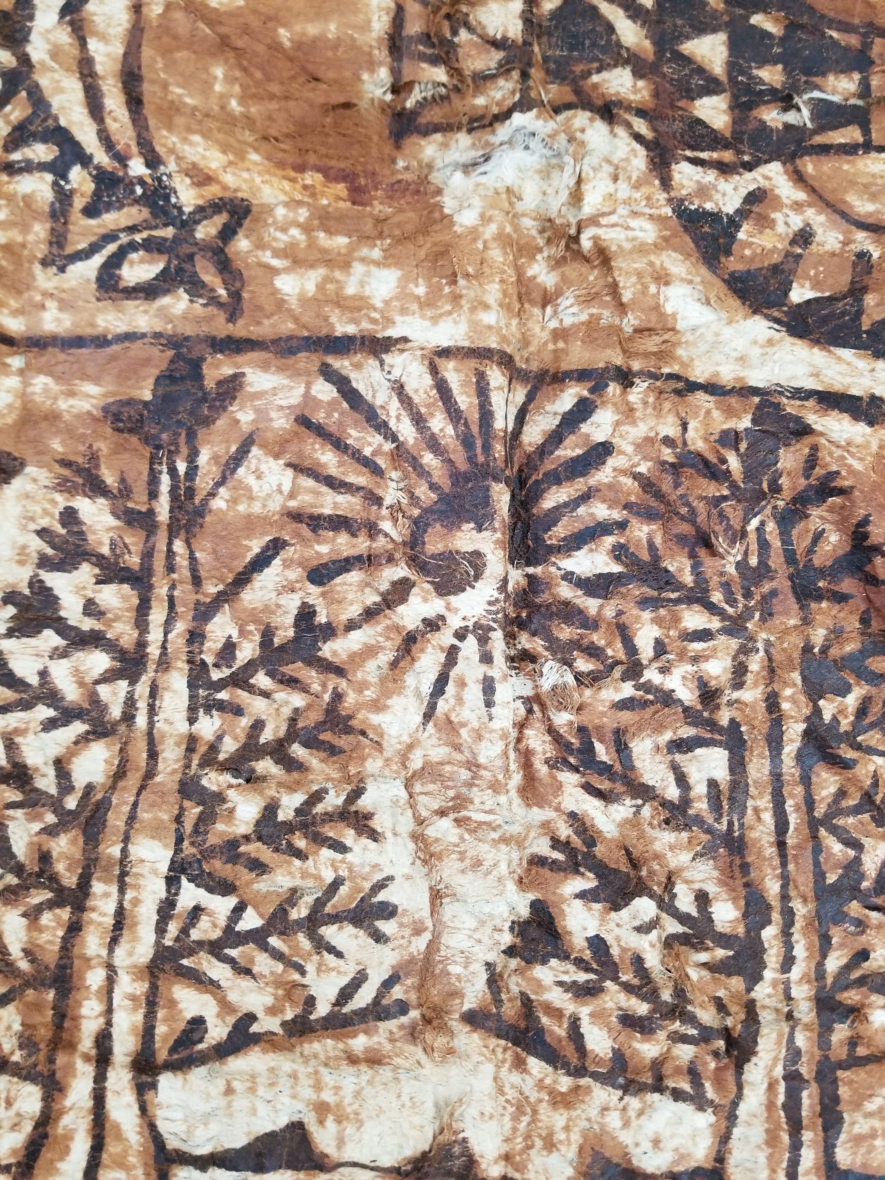 Vintage Traditional Polynesian Tapa Bark Cloth Textile 286x226cm