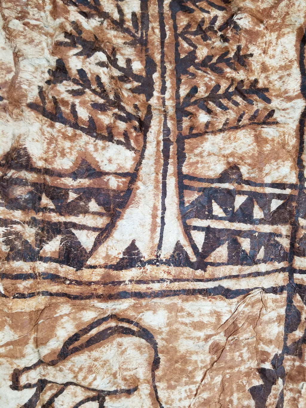 Vintage Traditional Polynesian Tapa Bark Cloth Textile 286x226cm