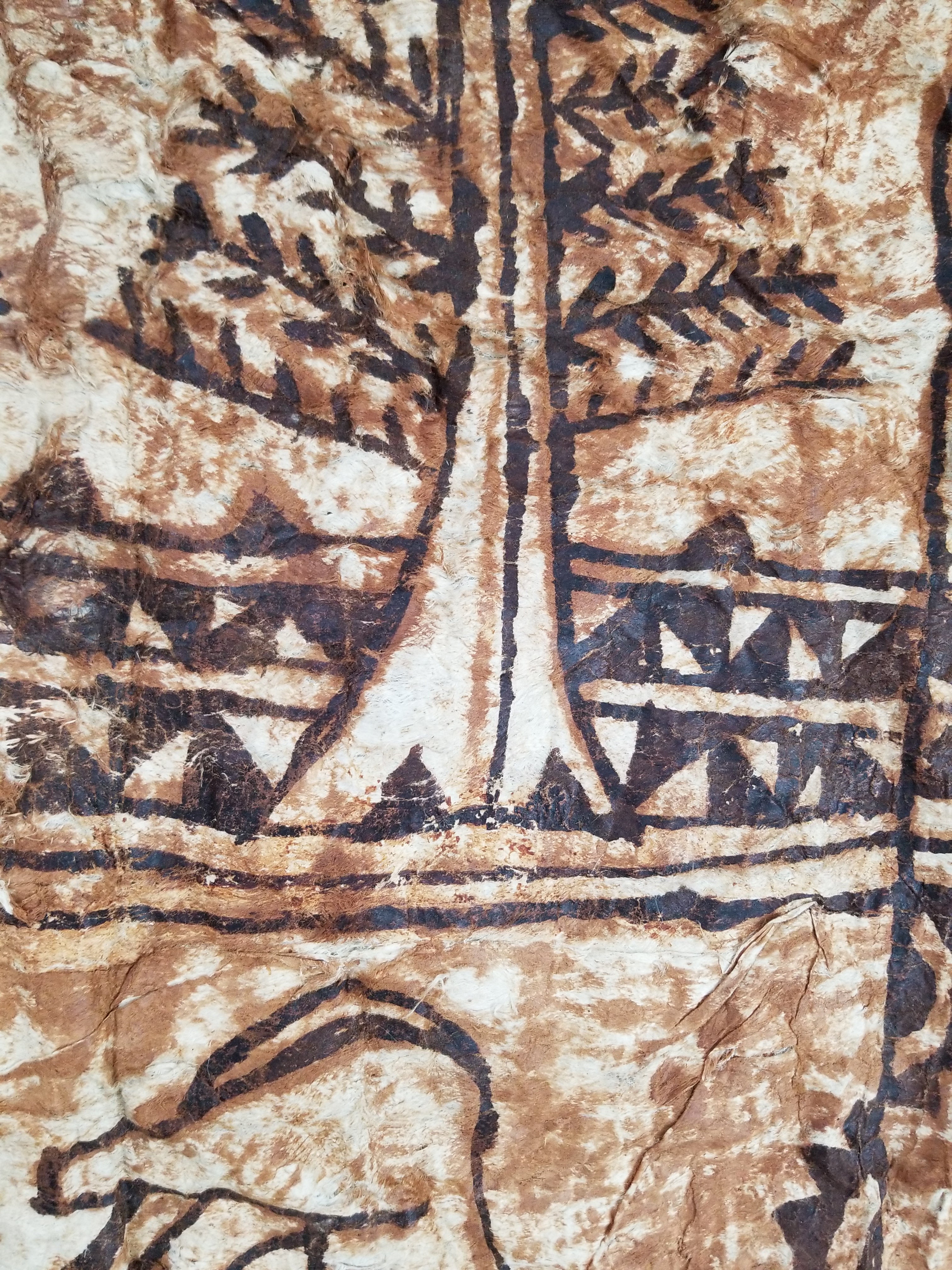 Vintage Traditional Polynesian Tapa Bark Cloth Textile 286x226cm