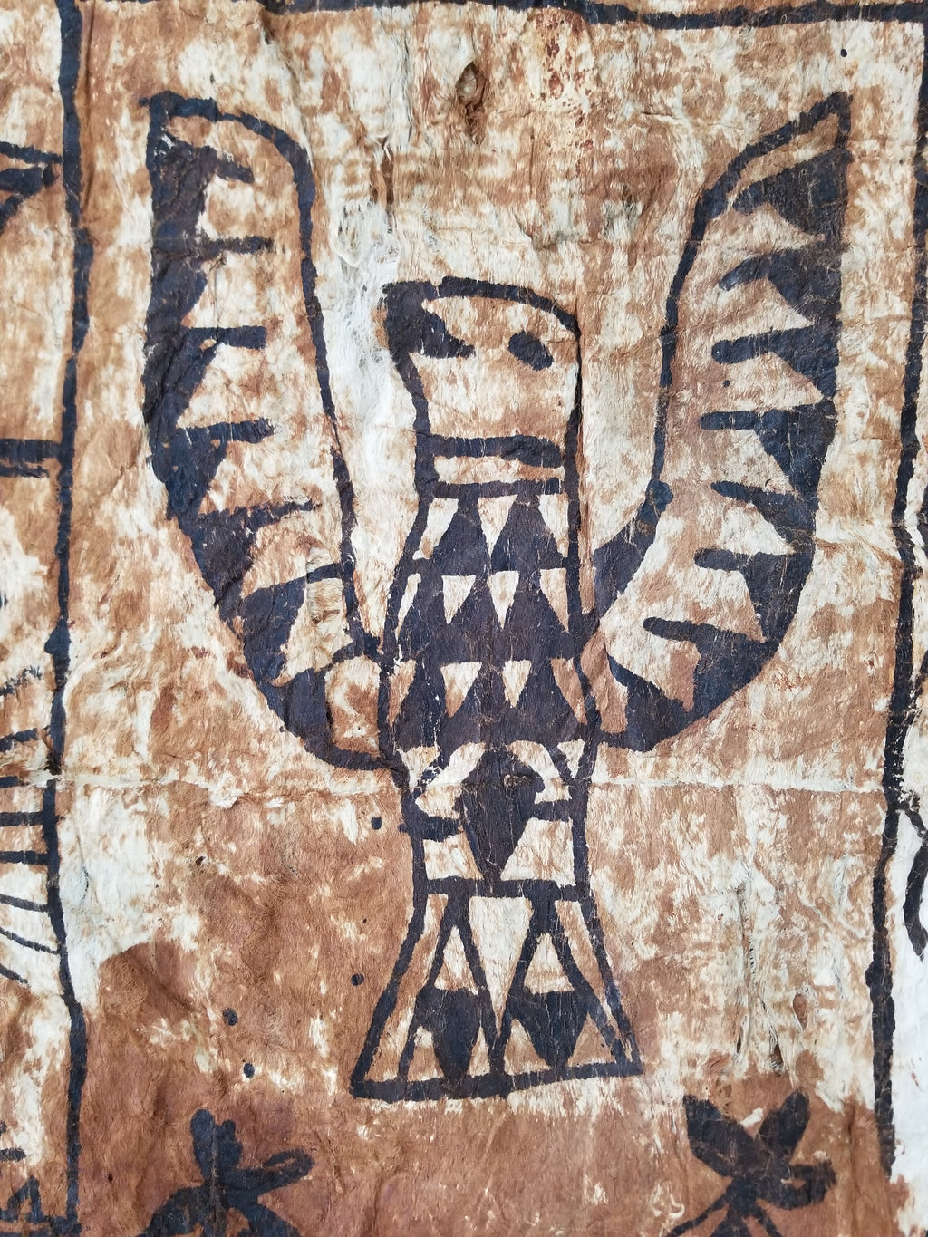 Vintage Traditional Polynesian Tapa Bark Cloth Textile 286x226cm
