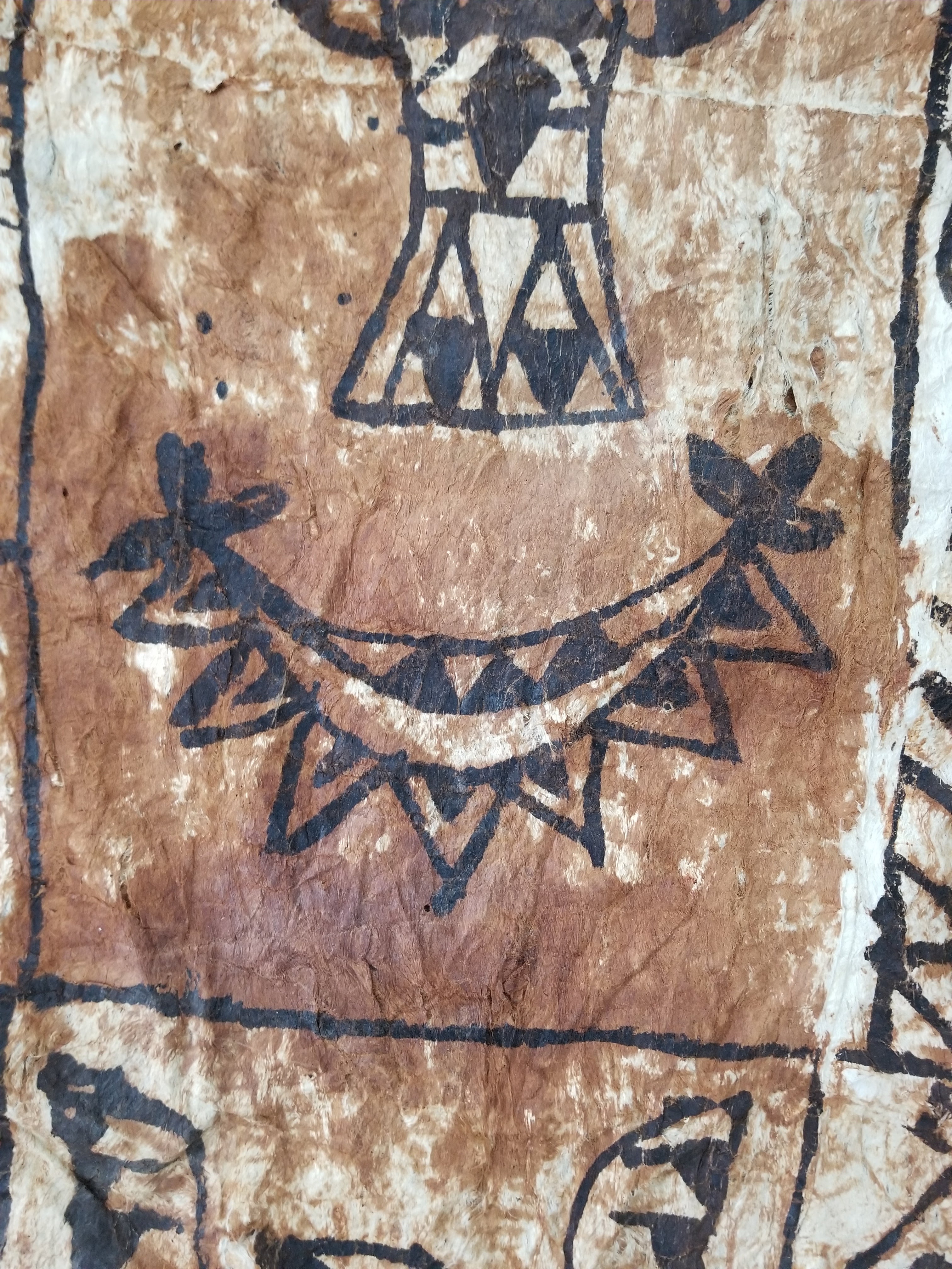 Vintage Traditional Polynesian Tapa Bark Cloth Textile 286x226cm