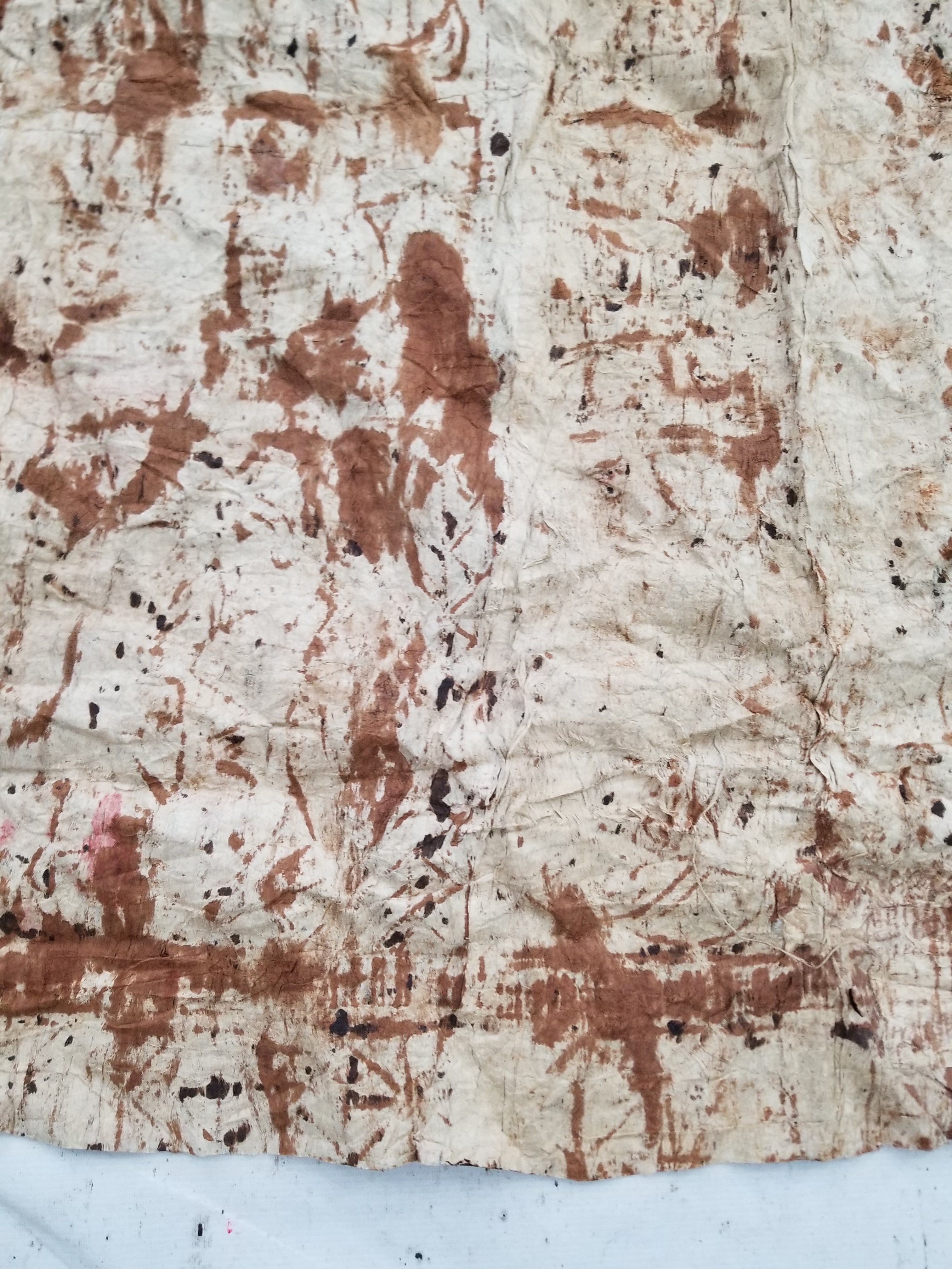 Vintage Traditional Polynesian Tapa Bark Cloth Textile 286x226cm