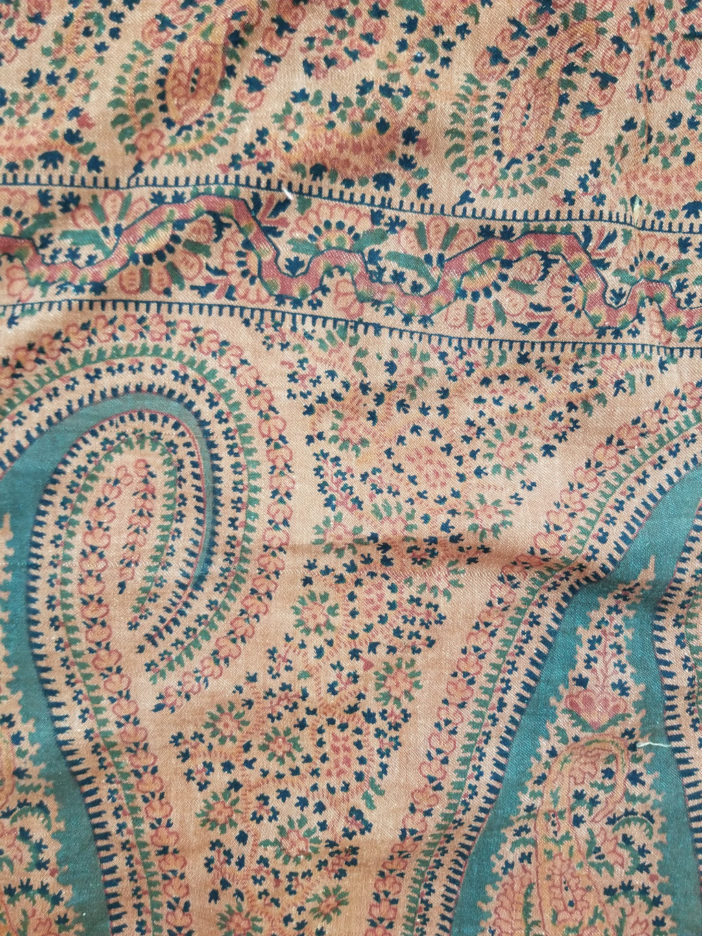 Vintage Traditional Kashmiri Paisley Printed Wool Shawl 314x160cm