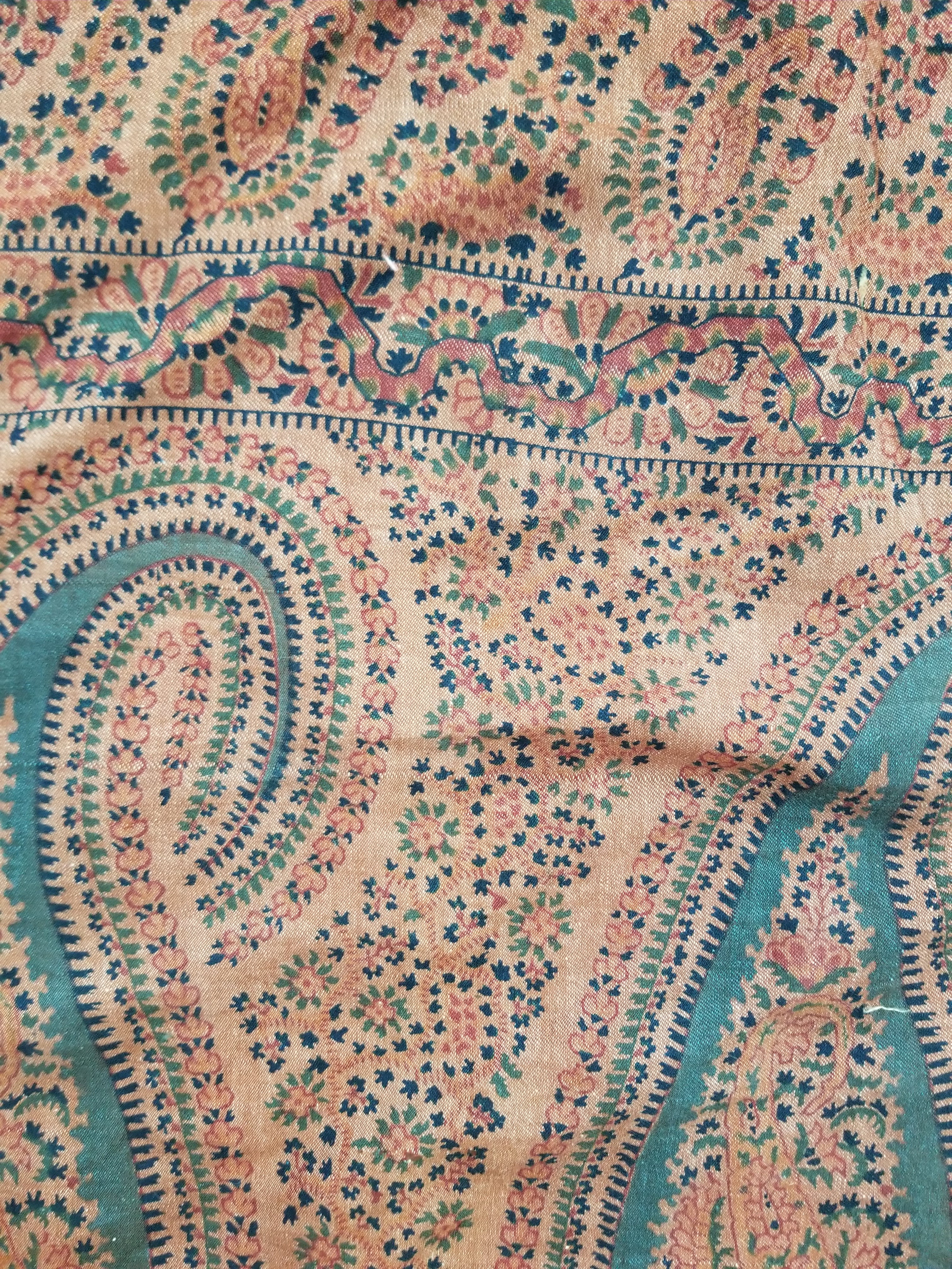 Vintage Traditional Kashmiri Paisley Printed Wool Shawl 314x160cm
