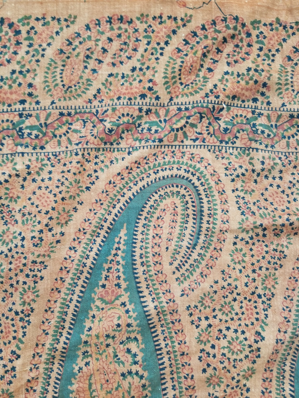 Vintage Traditional Kashmiri Paisley Printed Wool Shawl 314x160cm