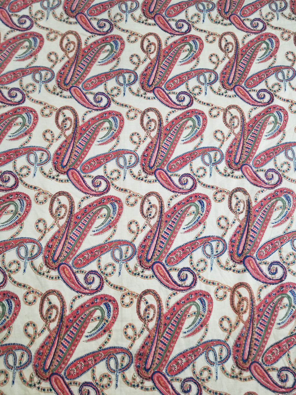 Vintage French Kashmiri Style Paisley Printed Wool Shawl 163x152cm