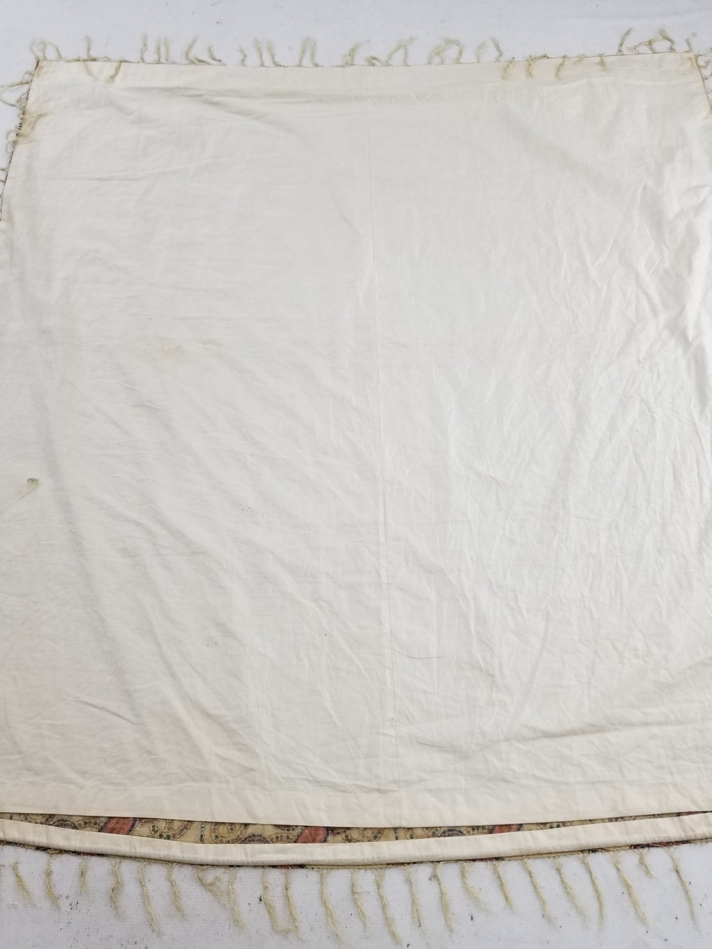 Vintage French Kashmiri Style Paisley Printed Wool Shawl 163x152cm