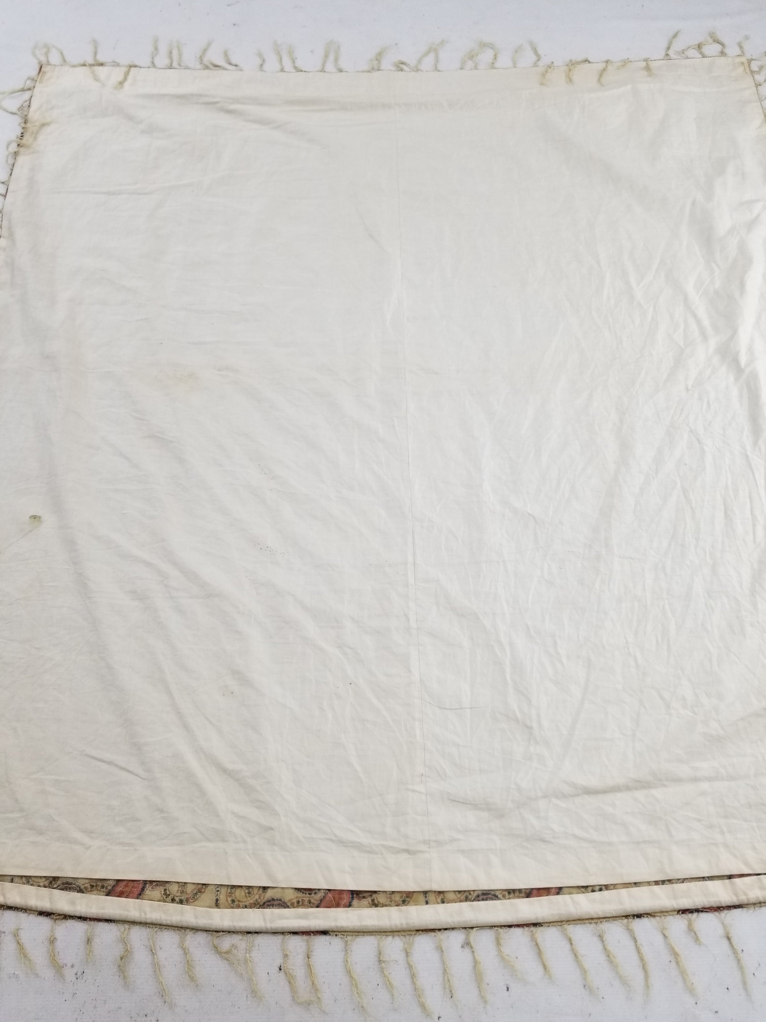 Vintage French Kashmiri Style Paisley Printed Wool Shawl 163x152cm