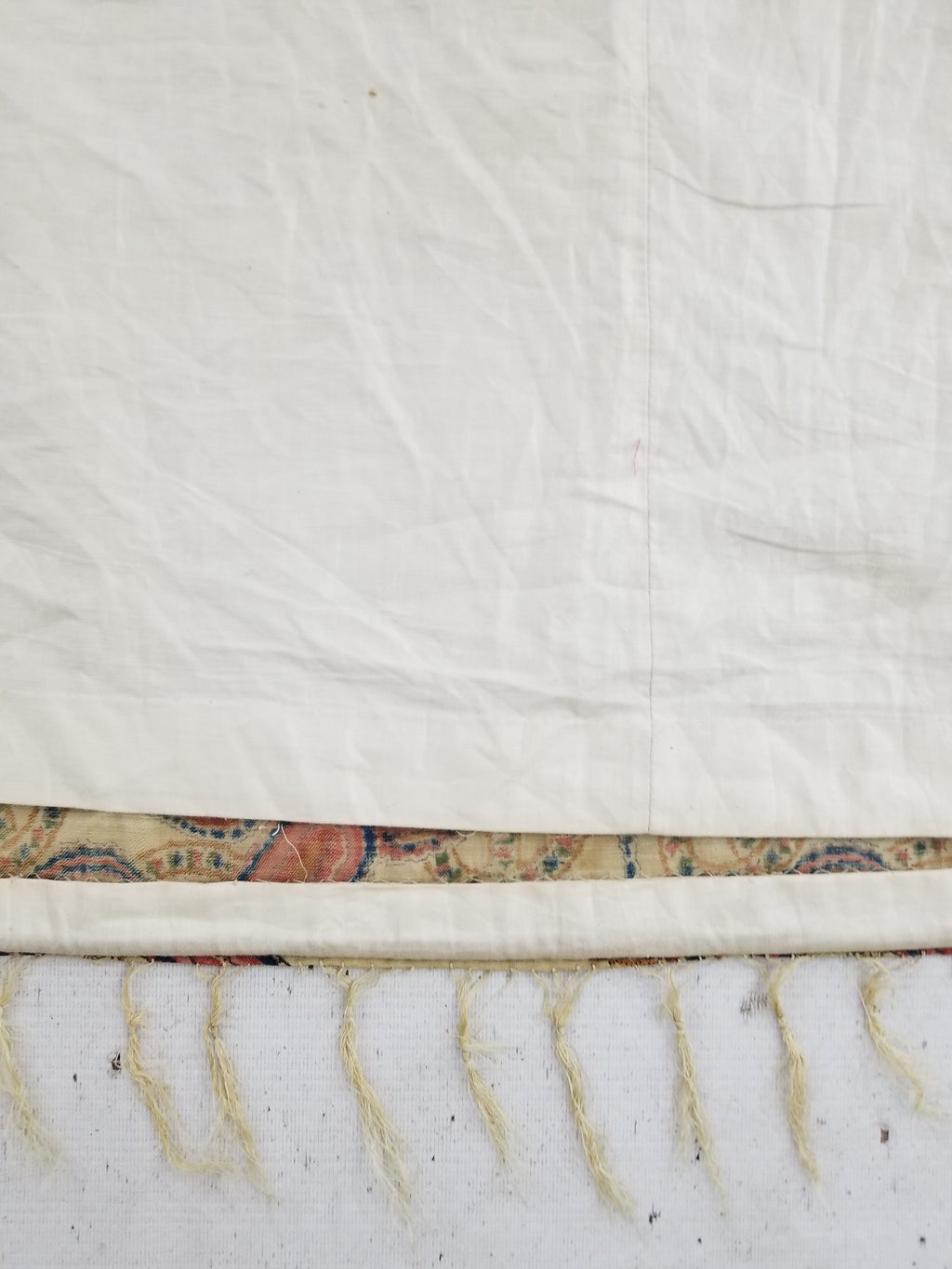 Vintage French Kashmiri Style Paisley Printed Wool Shawl 163x152cm