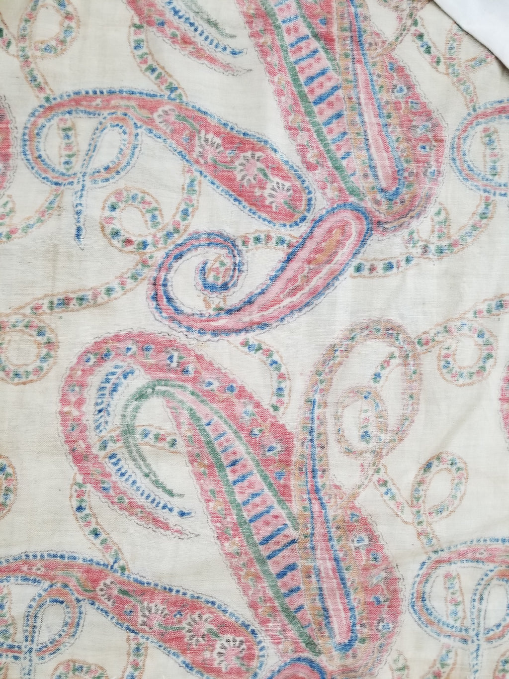Vintage French Kashmiri Style Paisley Printed Wool Shawl 163x152cm