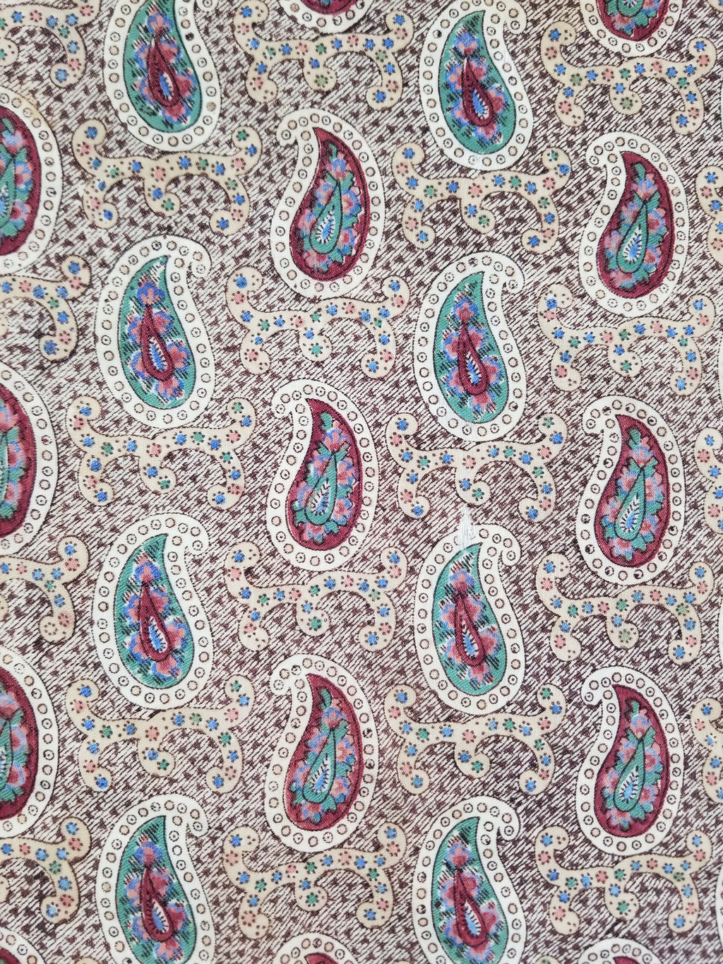 Vintage French Kashmiri Paisley Printed Wool Shawl 163x152cm
