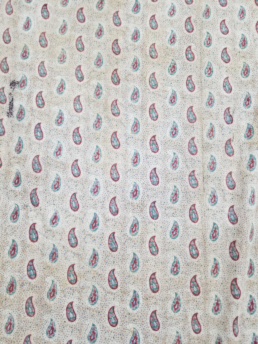 Vintage French Kashmiri Paisley Printed Wool Shawl 163x152cm