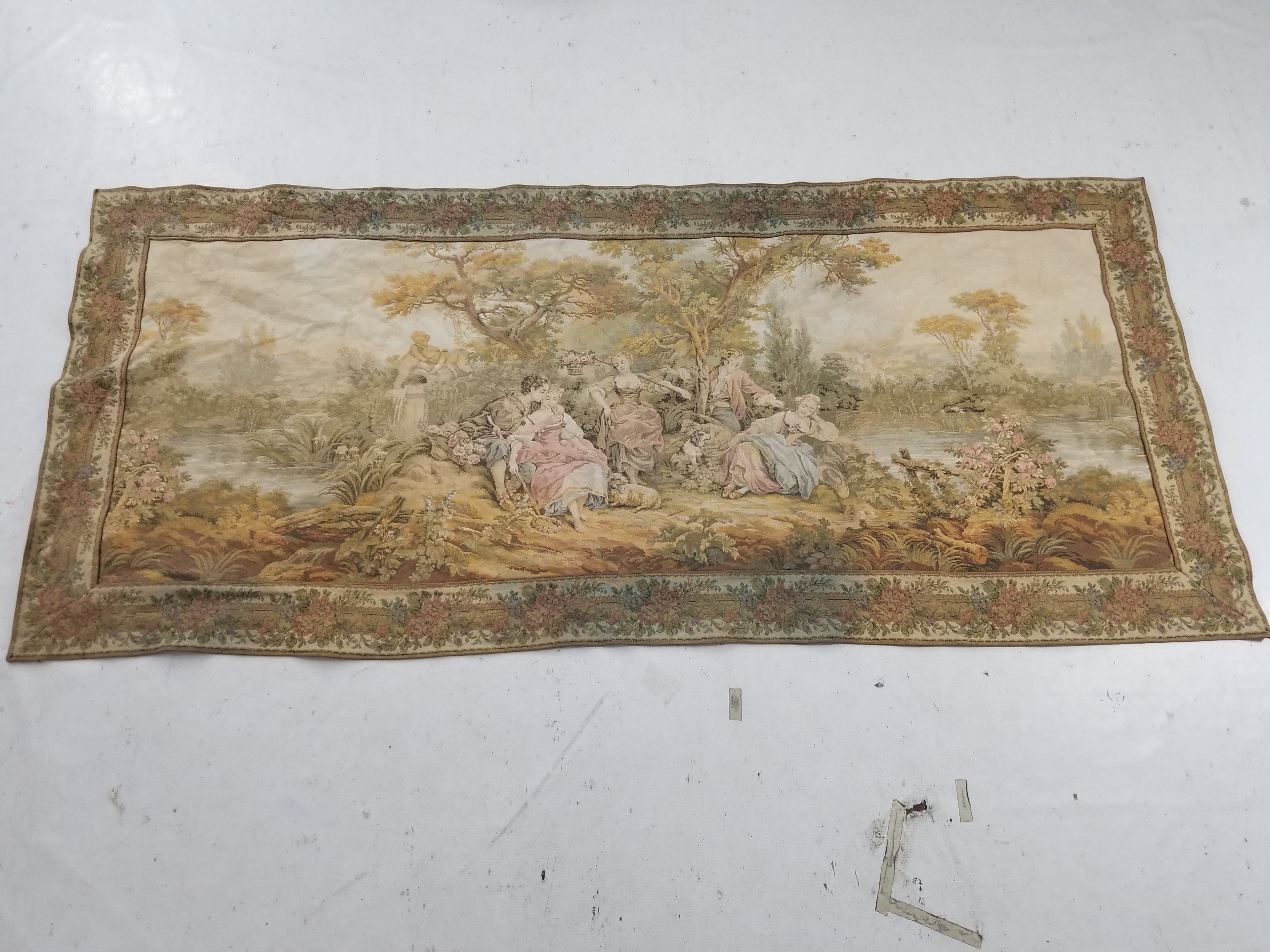 Vintage French Romantic Scene Wall Hanging Tapestry 204x92cm