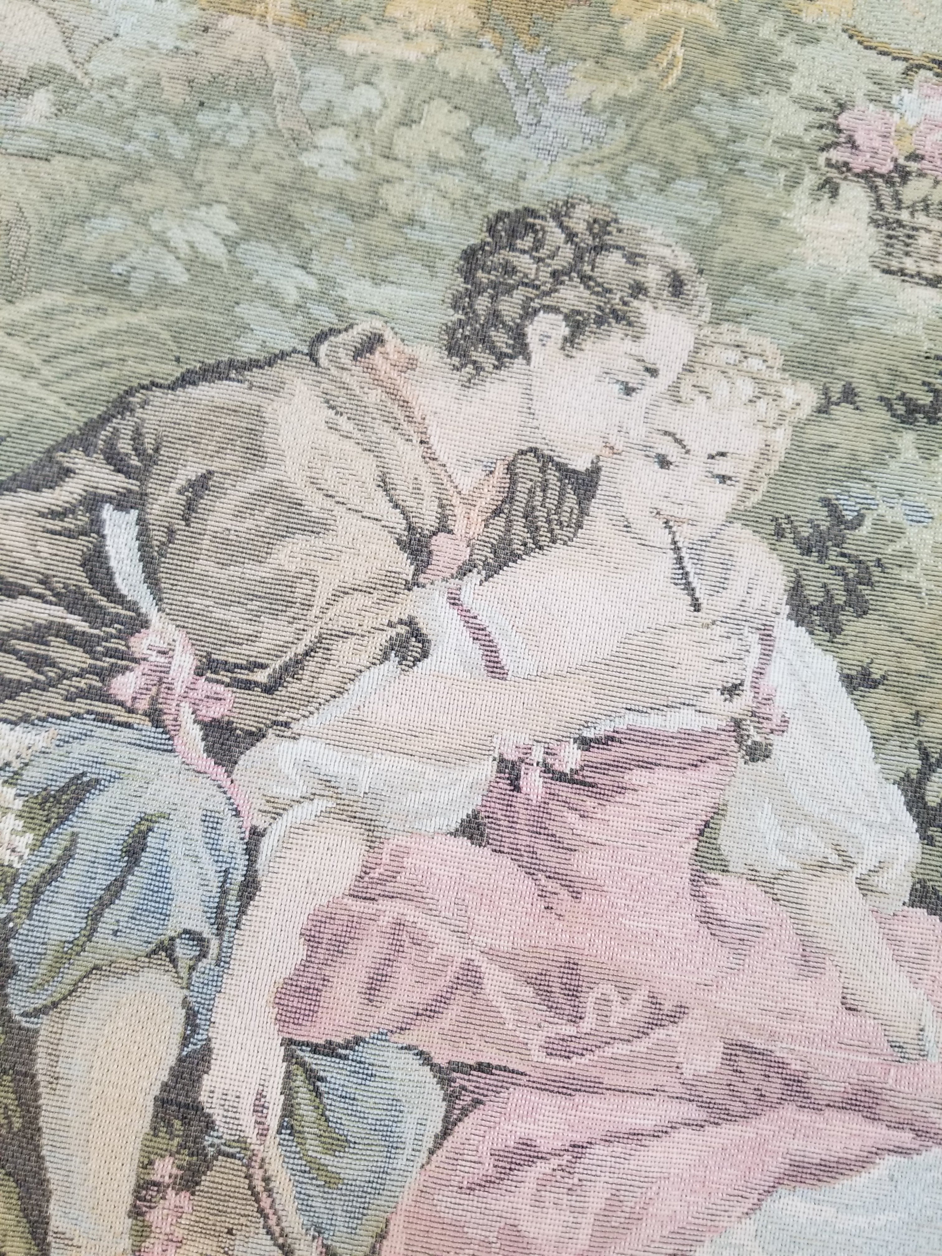 Vintage French Romantic Scene Wall Hanging Tapestry 204x92cm