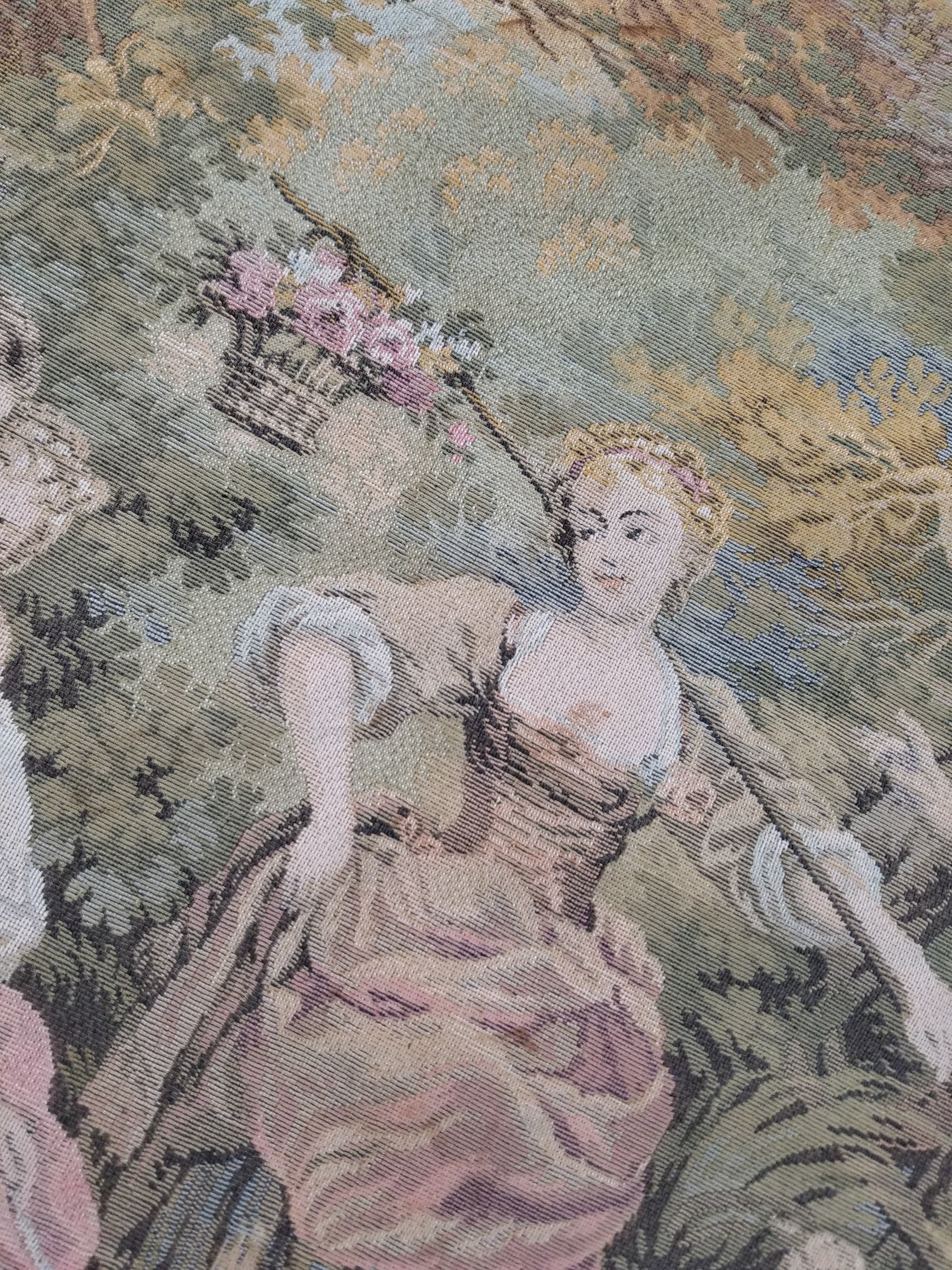 Vintage French Romantic Scene Wall Hanging Tapestry 204x92cm